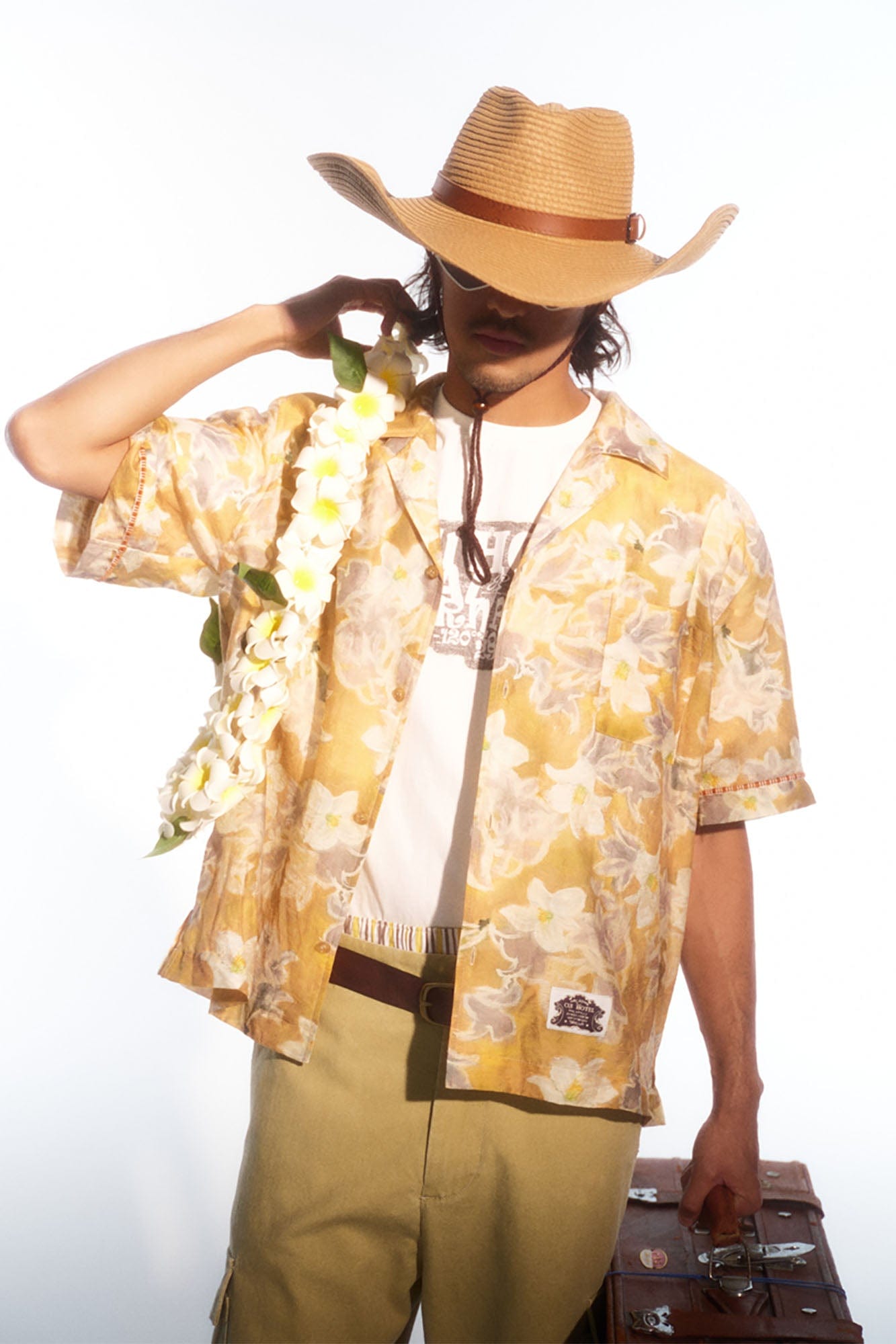 TRECLUB Floral Full-Print Cuban Half Shirt-Half shirt-S-Free Shipping Leatheretro