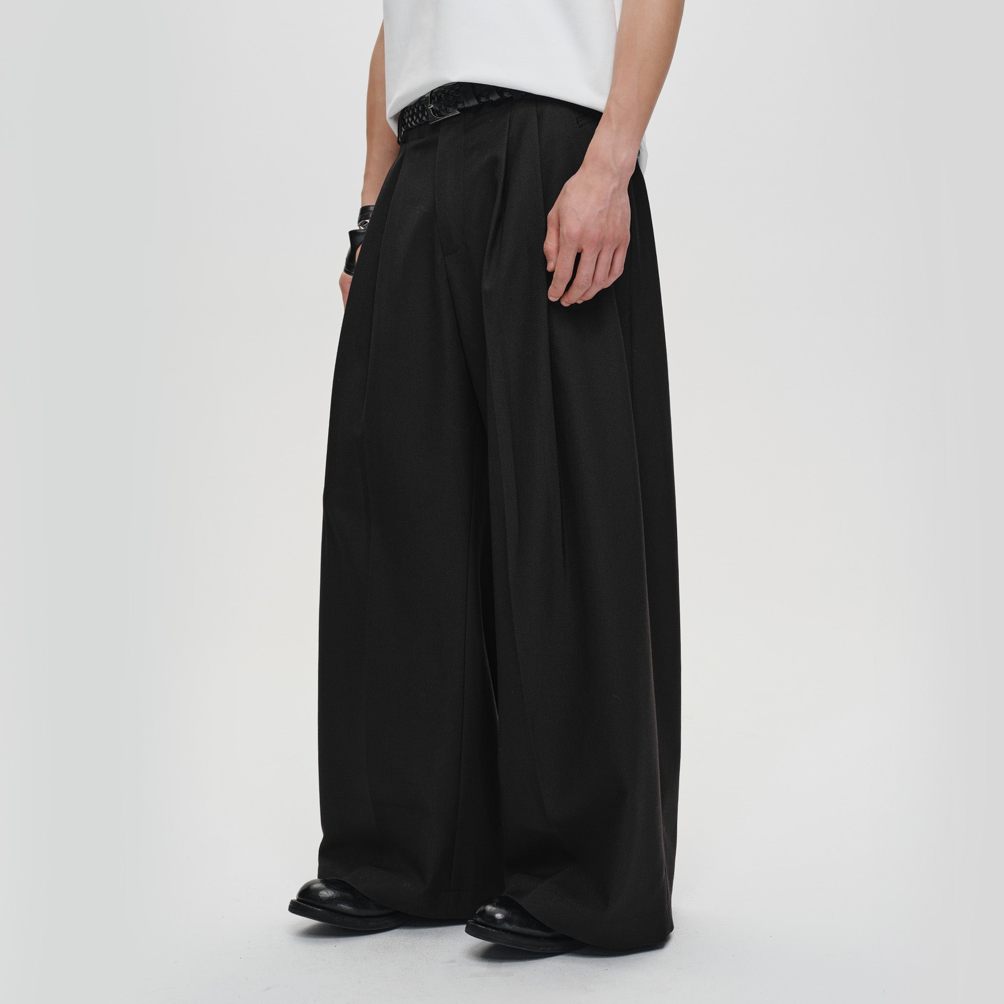 CATSSTAC Classic Pleated Wide-Leg Trousers-Pants-M-Free Shipping Leatheretro