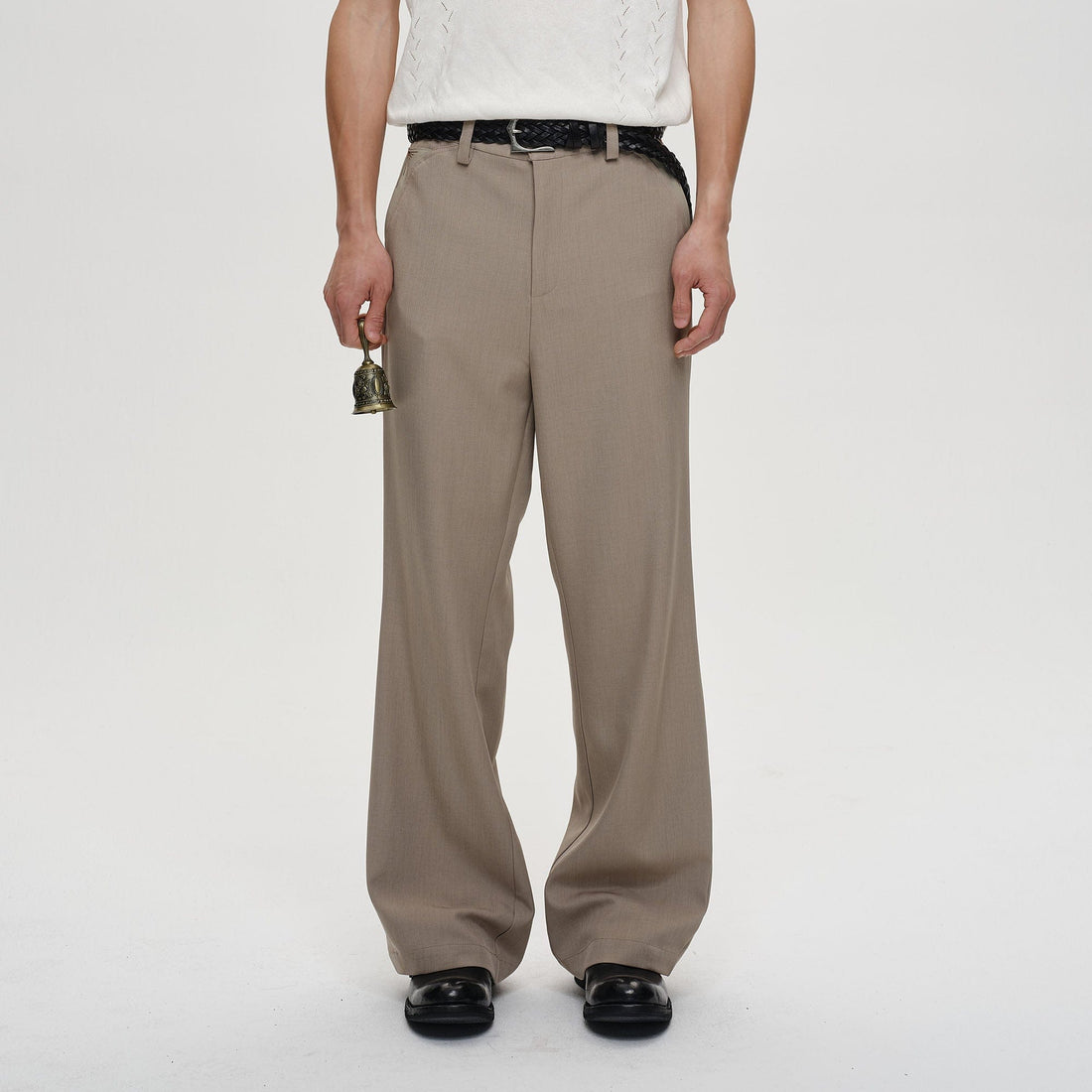 CATSSTAC Minimal Patch Wide-Leg Trousers-Pants-M-Black-Free Shipping Leatheretro