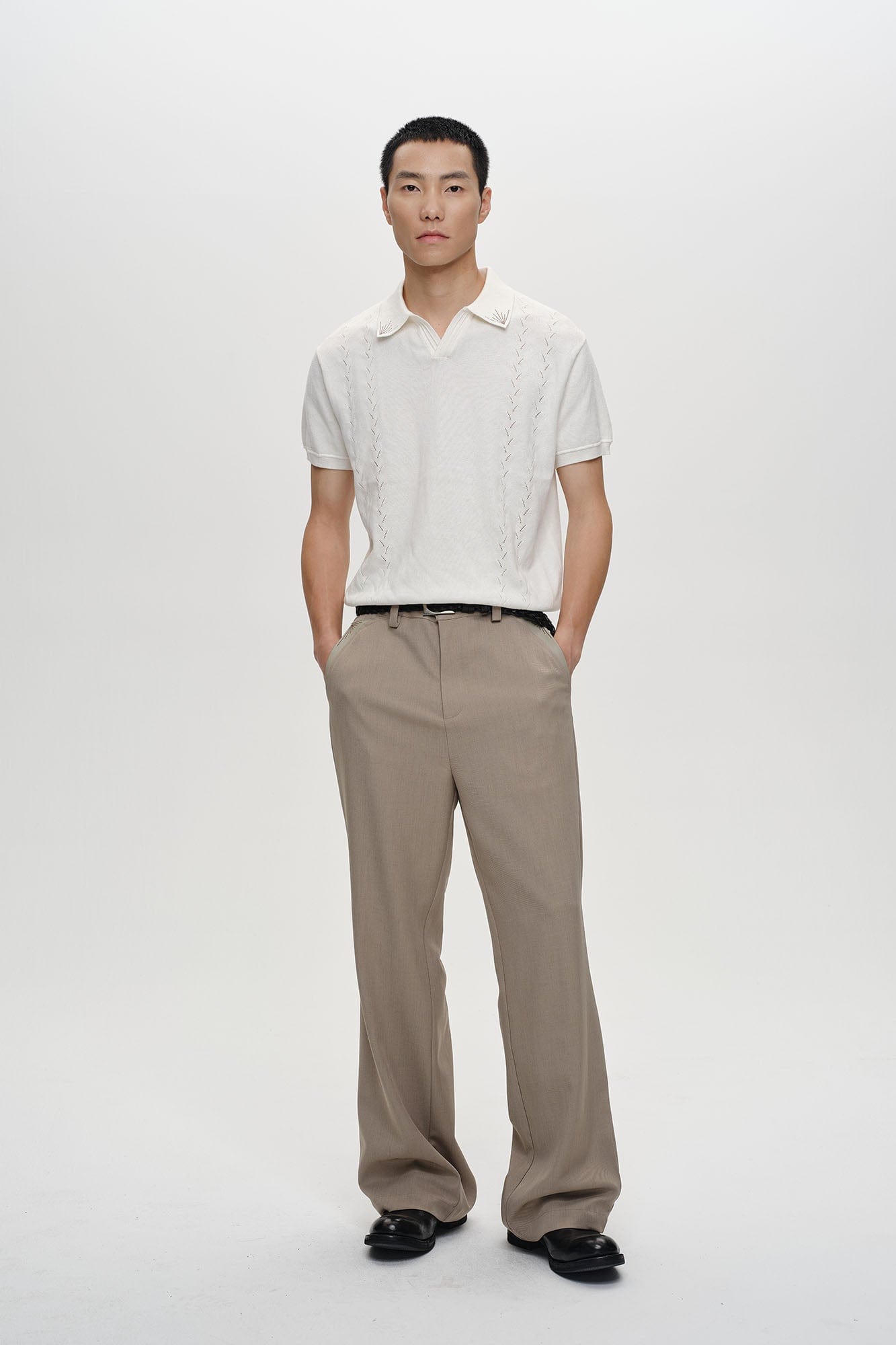 CATSSTAC Minimal Patch Wide-Leg Trousers-Pants-M-Black-Free Shipping Leatheretro