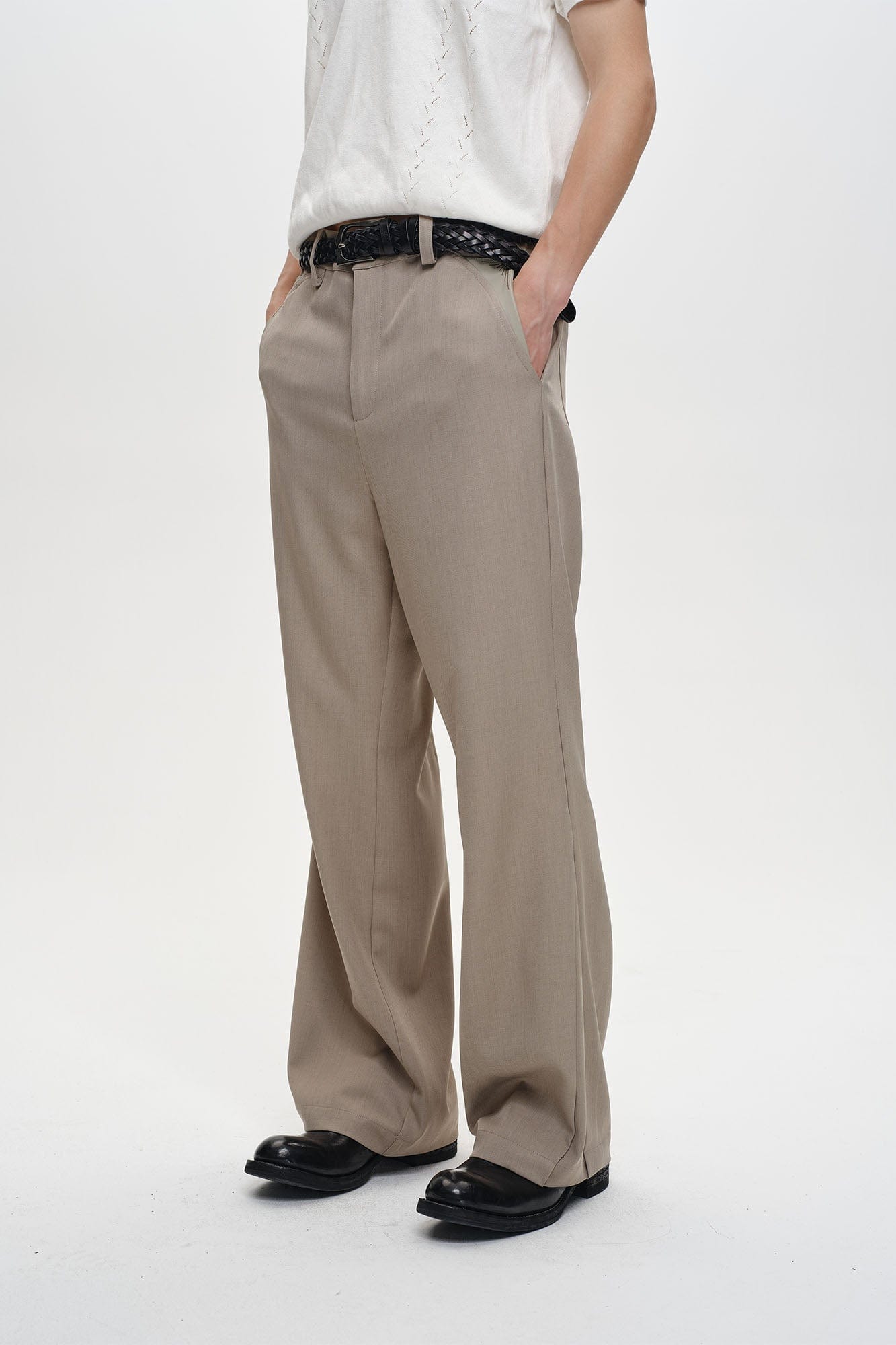 CATSSTAC Minimal Patch Wide-Leg Trousers-Pants-M-Black-Free Shipping Leatheretro