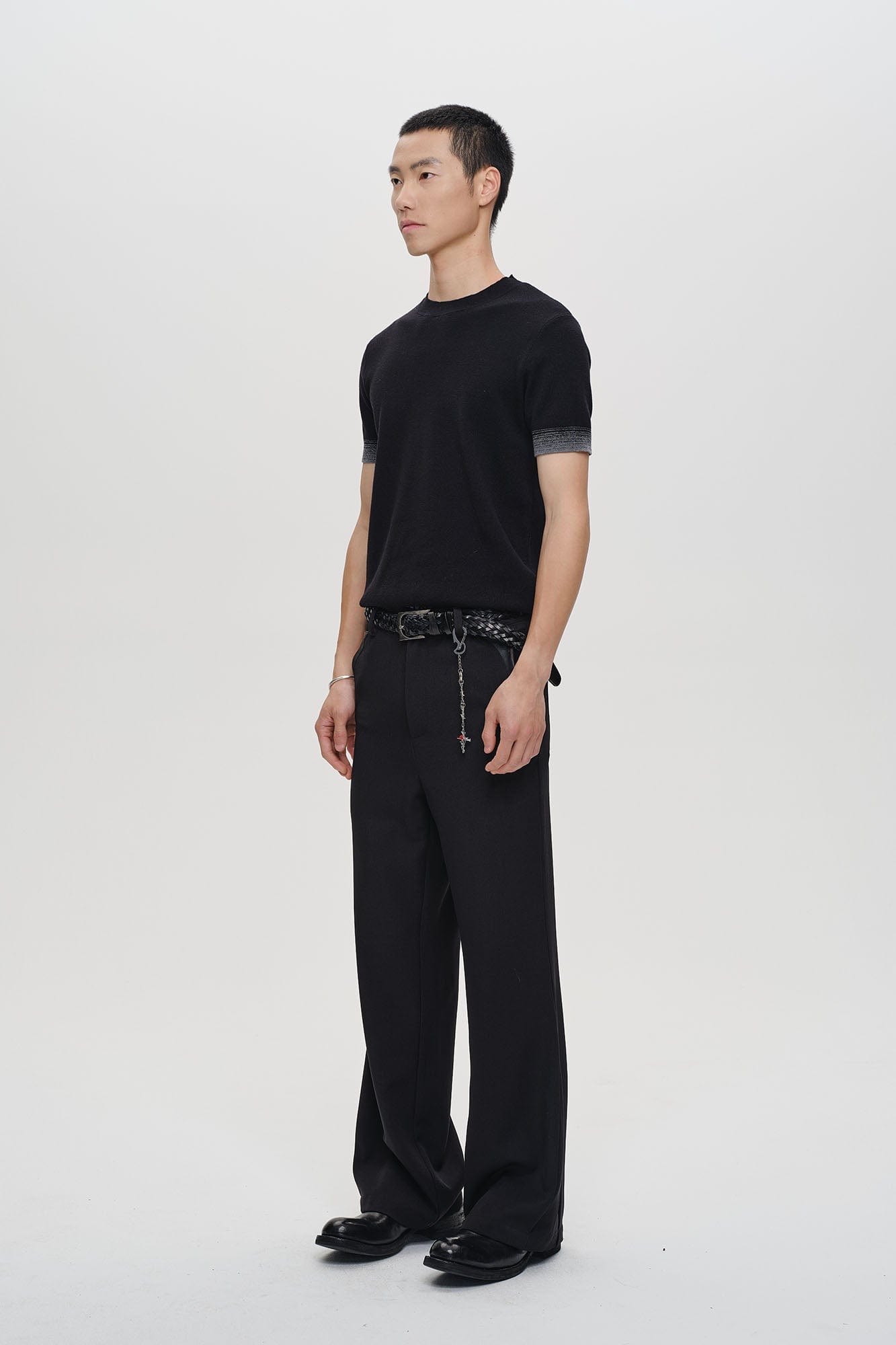 CATSSTAC Minimal Patch Wide-Leg Trousers-Pants-M-Black-Free Shipping Leatheretro
