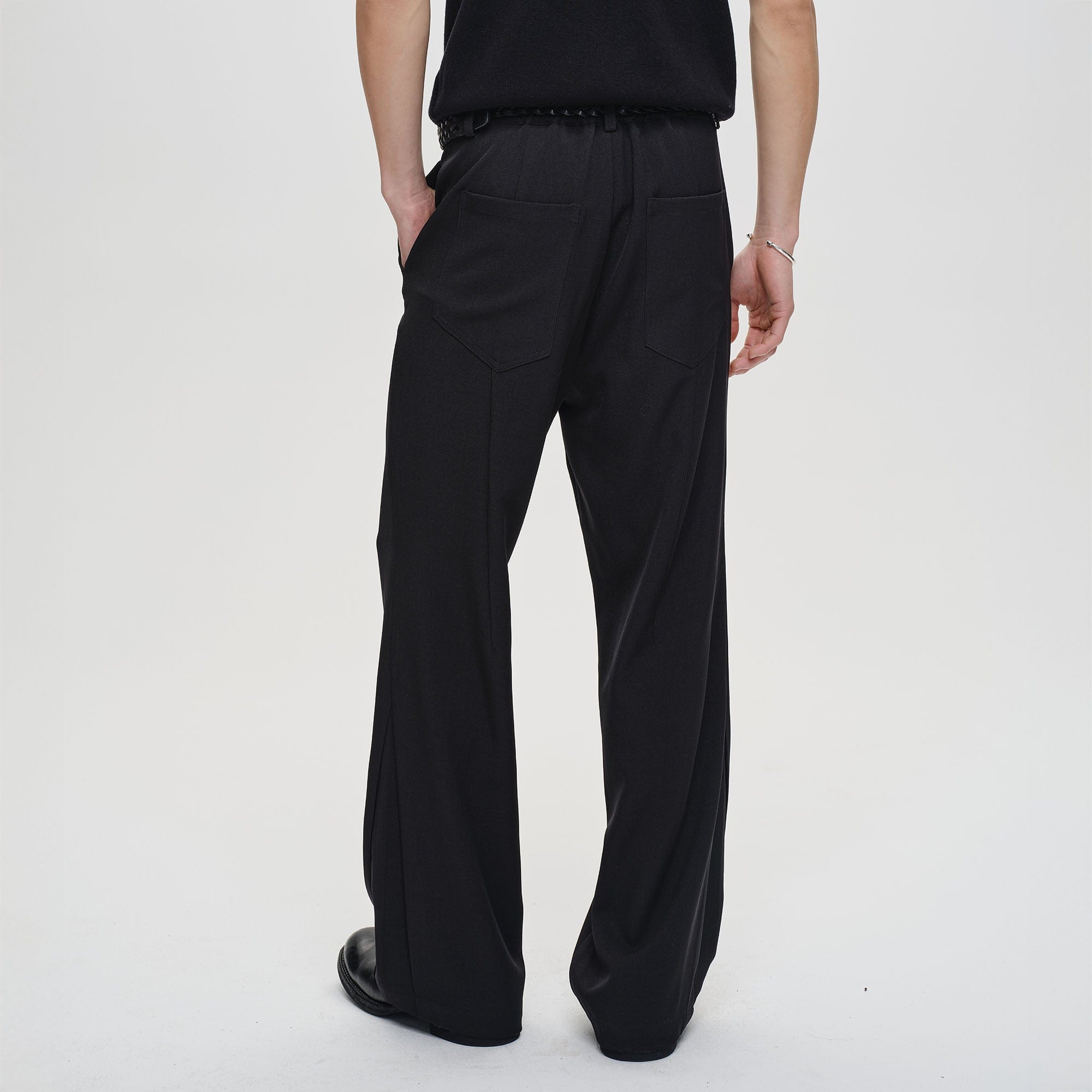 CATSSTAC Minimal Patch Wide-Leg Trousers-Pants-M-Black-Free Shipping Leatheretro
