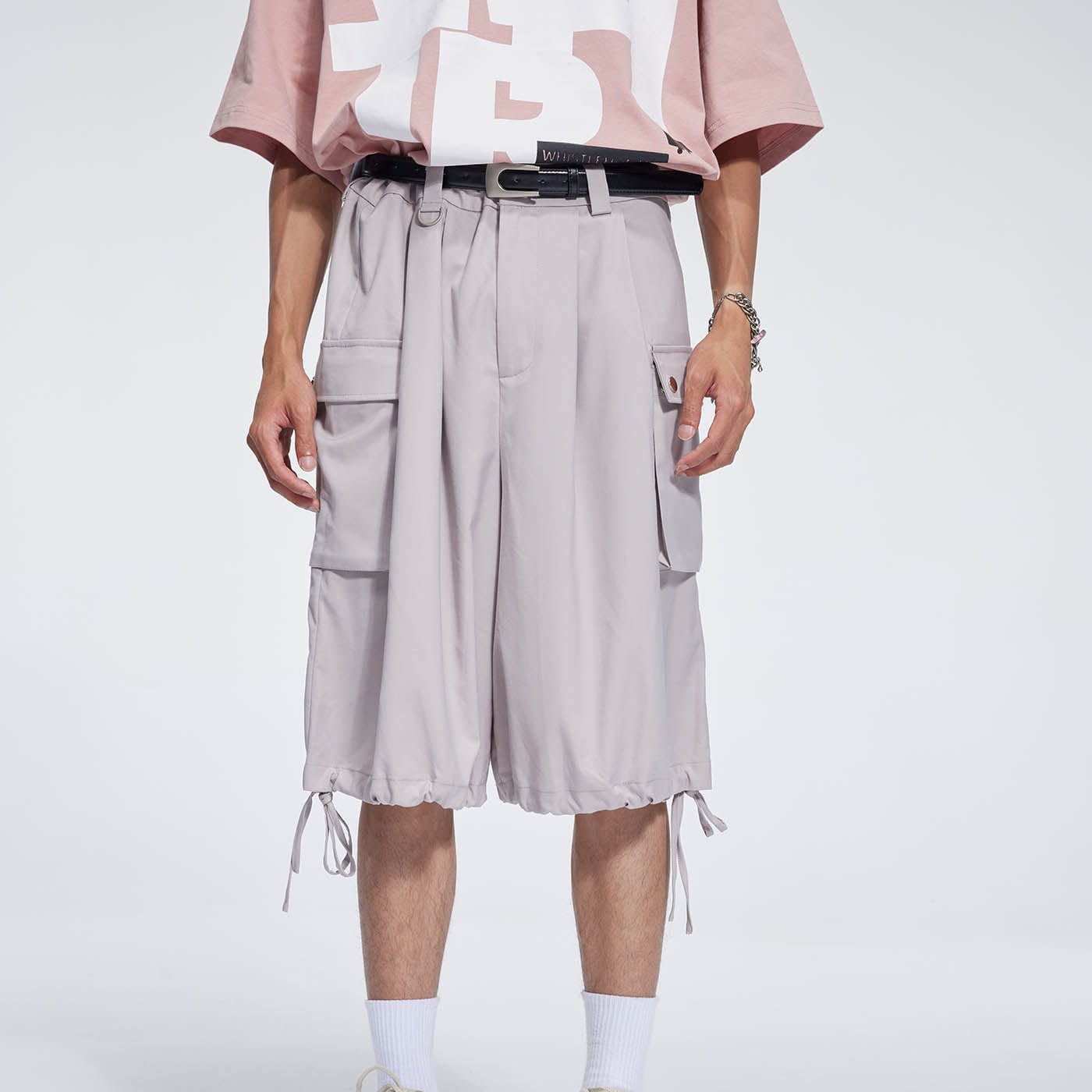 WHISTLEHUNTER Big Pockets Drawstring Shorts-Shorts-S-Apricot-Free Shipping Leatheretro