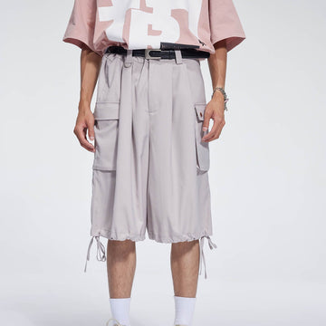 WHISTLEHUNTER Big Pockets Drawstring Shorts-Shorts-S-Apricot-Free Shipping Leatheretro