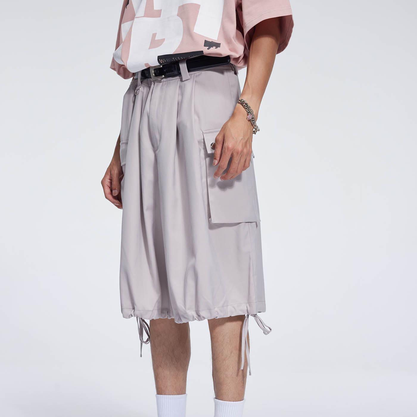 WHISTLEHUNTER Big Pockets Drawstring Shorts-Shorts-S-Apricot-Free Shipping Leatheretro