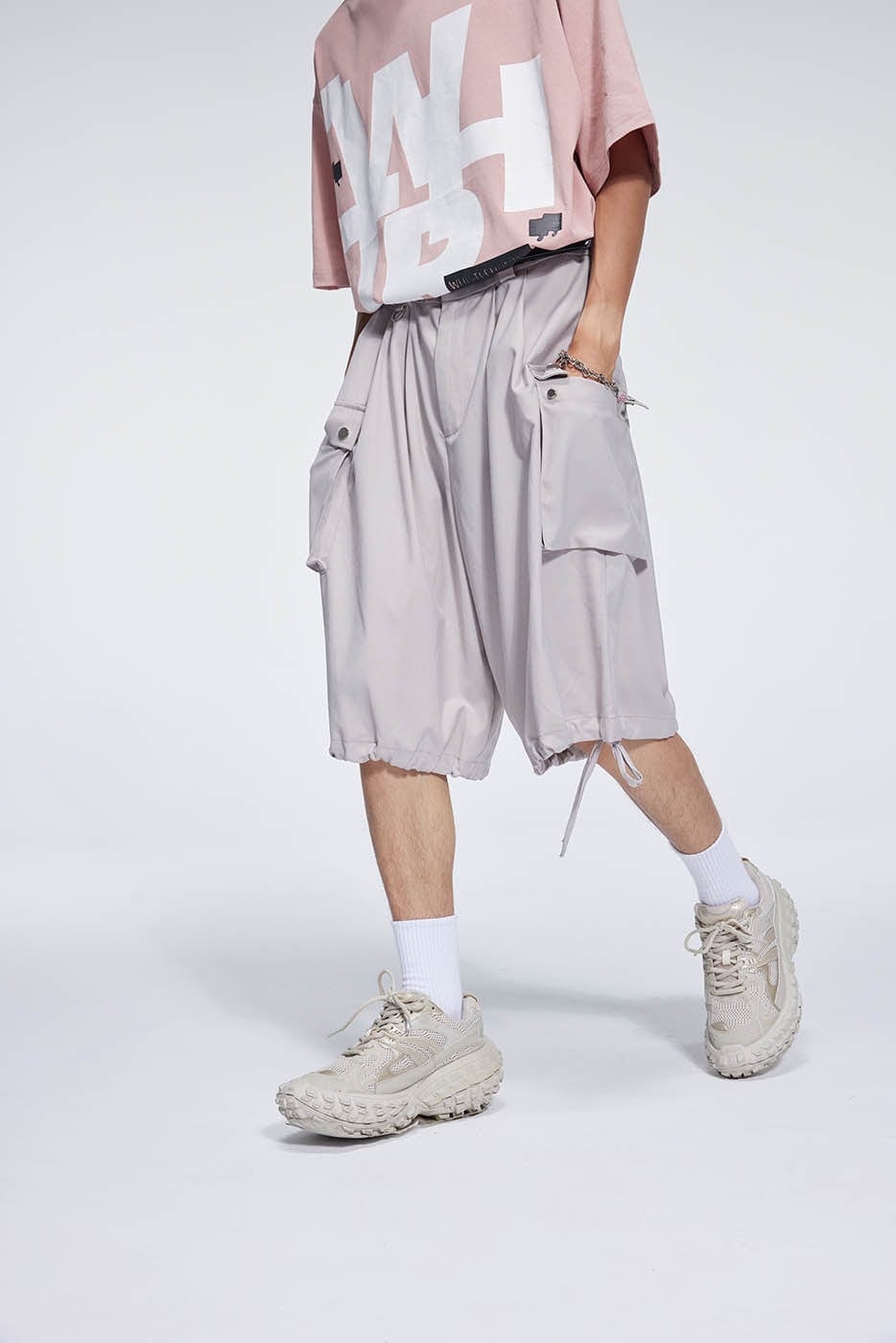 WHISTLEHUNTER Big Pockets Drawstring Shorts-Shorts-S-Apricot-Free Shipping Leatheretro