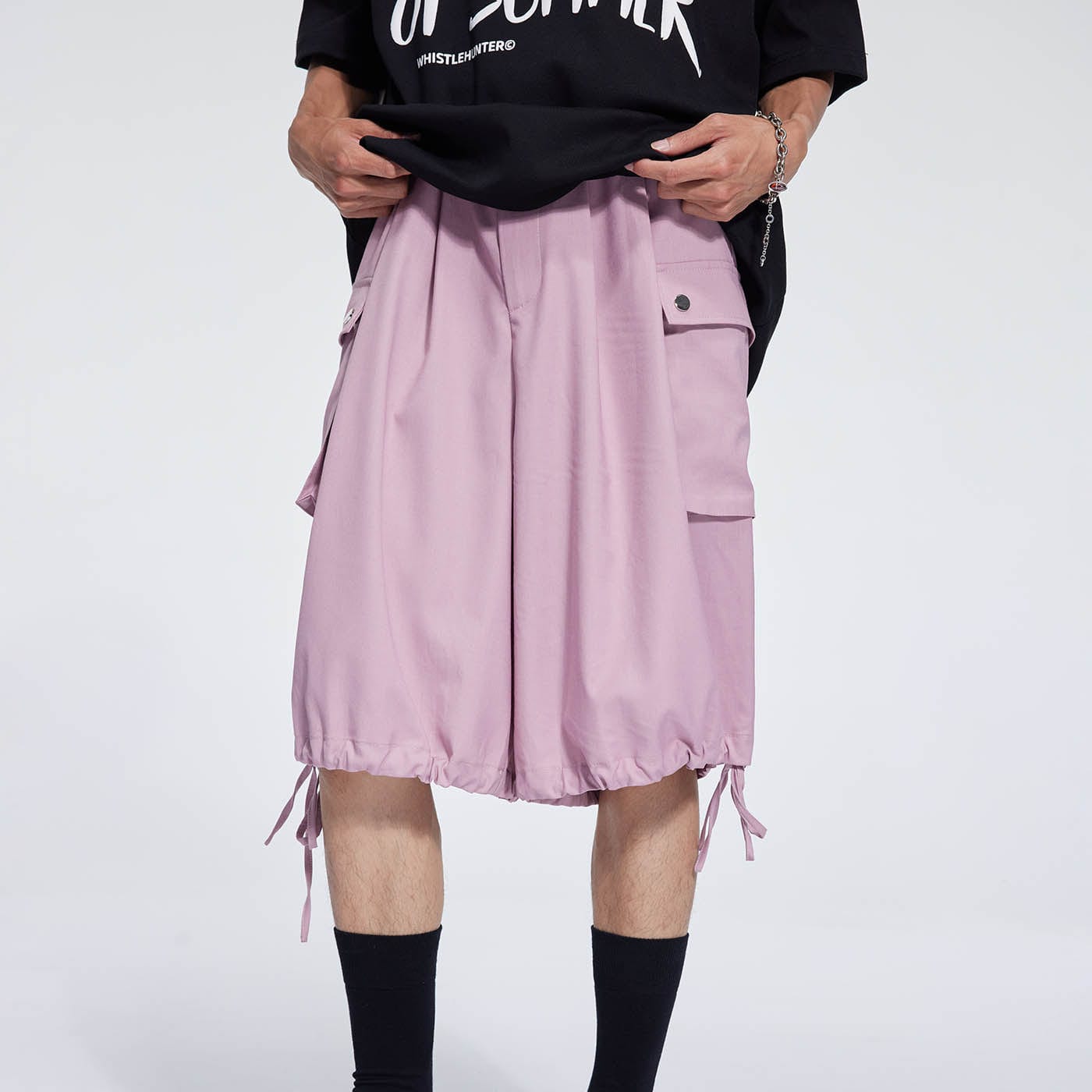 WHISTLEHUNTER Big Pockets Drawstring Shorts-Shorts-S-Apricot-Free Shipping Leatheretro