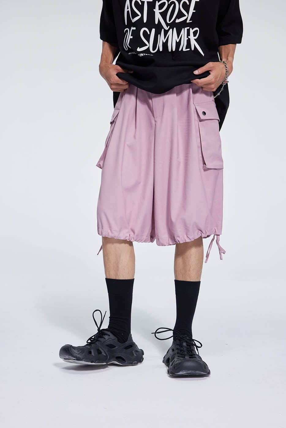 WHISTLEHUNTER Big Pockets Drawstring Shorts-Shorts-S-Apricot-Free Shipping Leatheretro