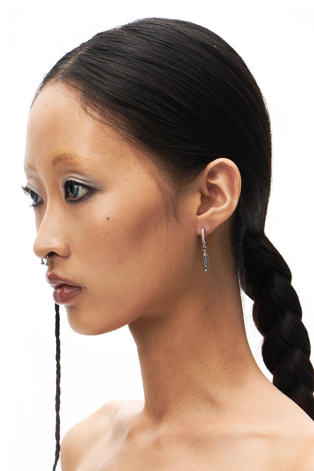 SCHWARZGOLD Diamond Bullet Drop Hoop Earrings-Earring-Long Style-Free Shipping Leatheretro