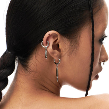 SCHWARZGOLD Diamond Bullet Drop Hoop Earrings-Earring-Long Style-Free Shipping Leatheretro