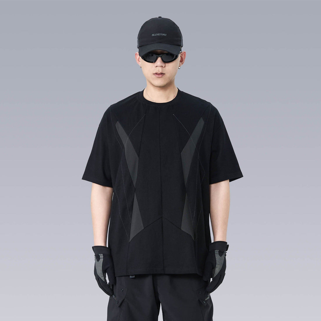 SILENSTORM Geometric Spliced Mesh T-Shirt-T Shirt-S-Free Shipping Leatheretro