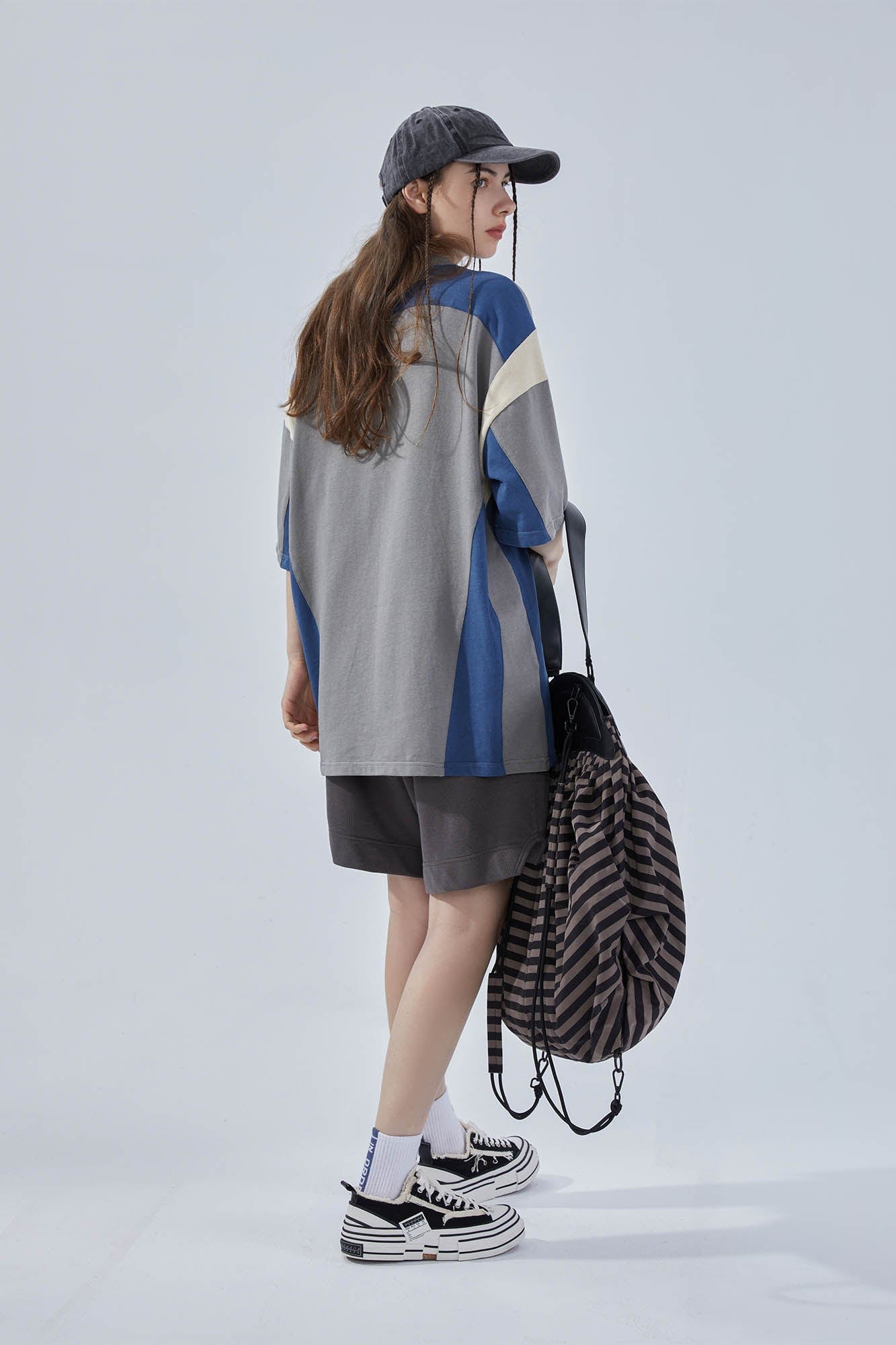 ERROR CODE ROBOT Retro Contrast Spliced Oversized T-Shirt-T Shirt-XS-Free Shipping Leatheretro