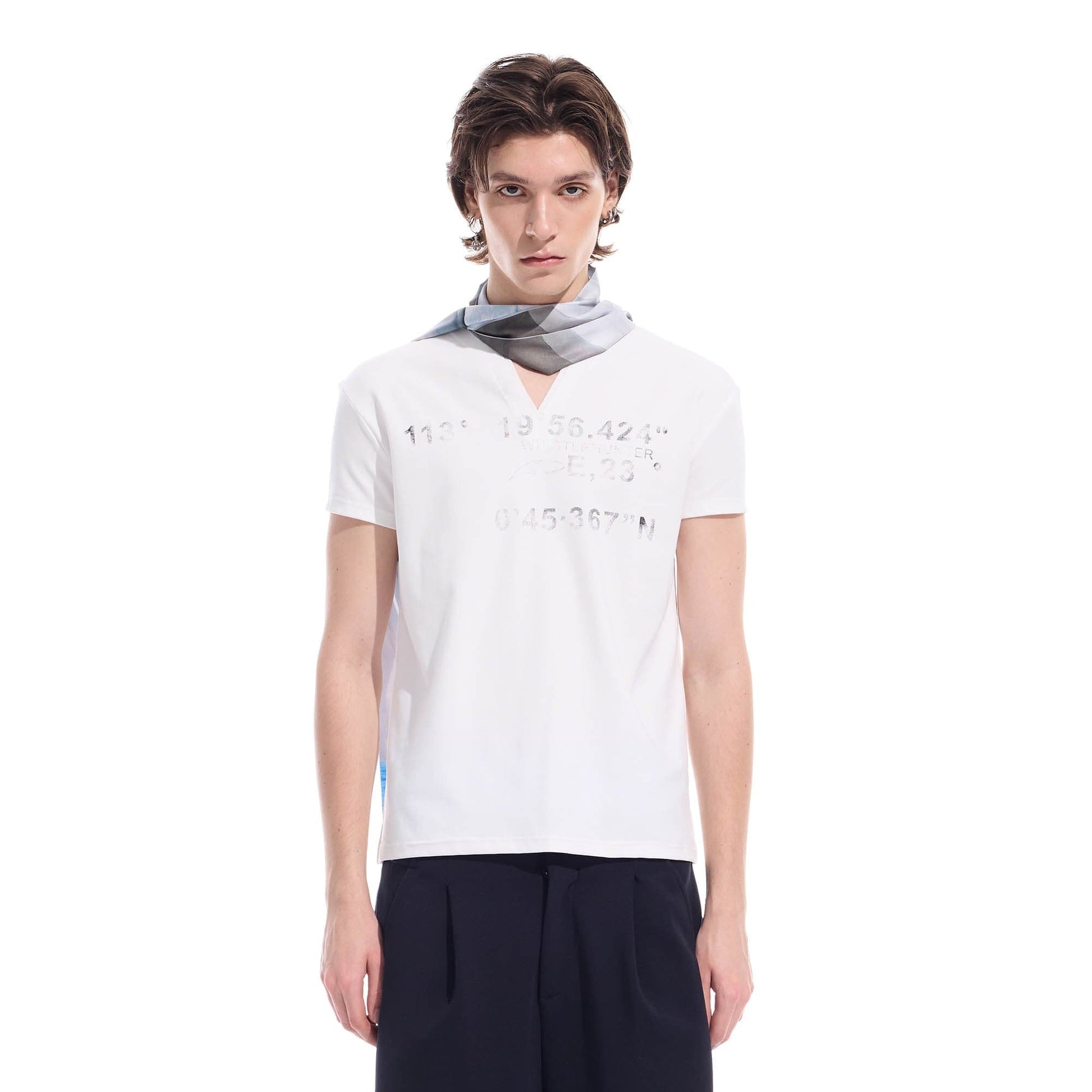 WHISTLEHUNTER Distressed Coordinate V-Neck T-Shirt-T Shirt-S-White-Free Shipping Leatheretro