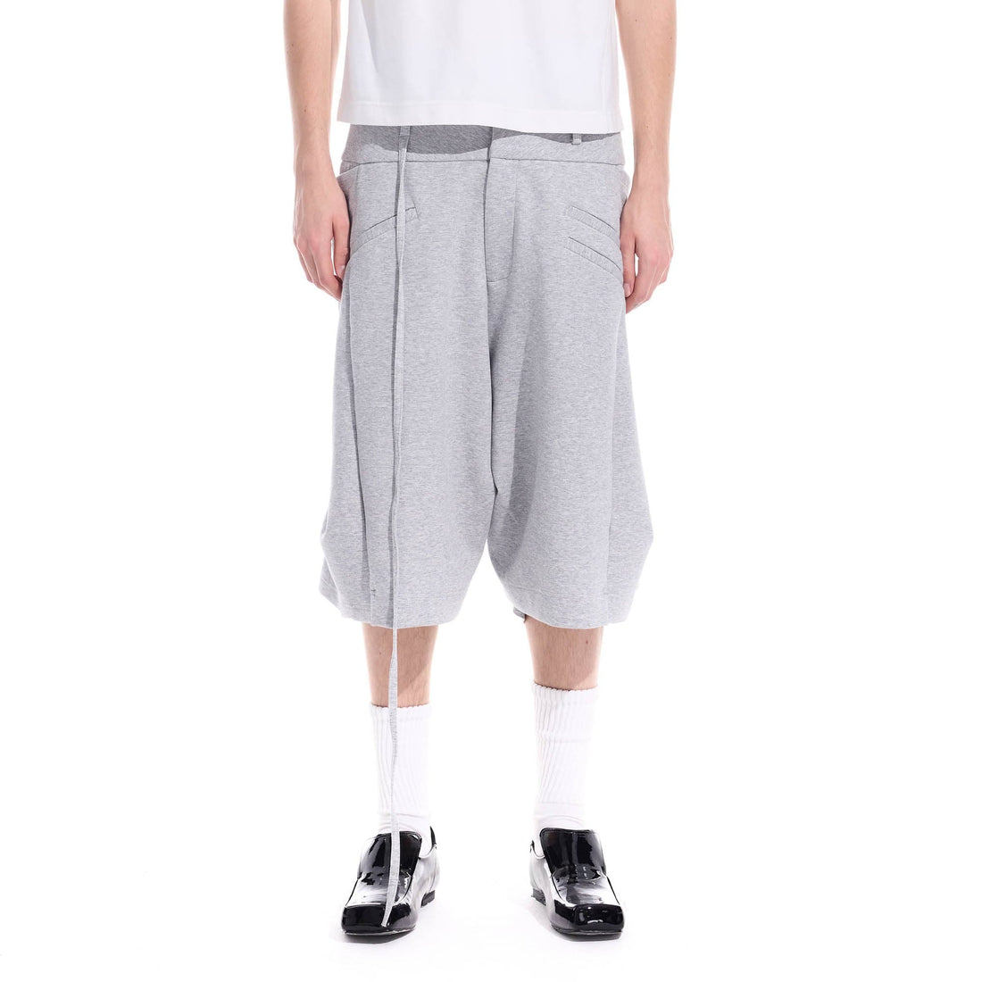 WHISTLEHUNTER Layered Crinkled Strap Shorts-Shorts-S-Gray-Free Shipping Leatheretro