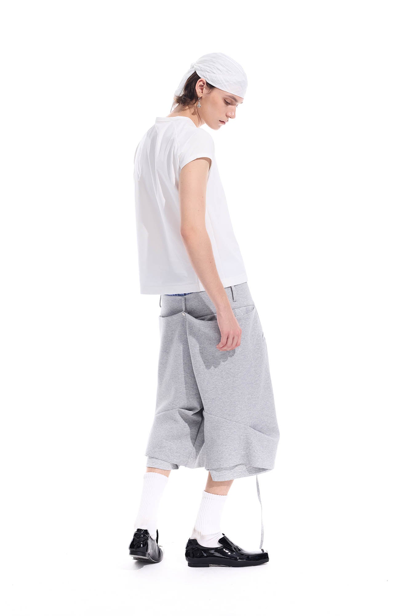 WHISTLEHUNTER Layered Crinkled Strap Shorts-Shorts-S-Gray-Free Shipping Leatheretro