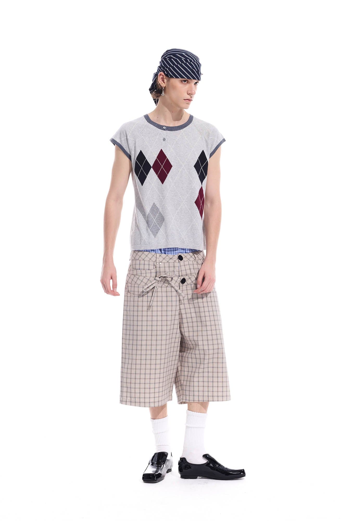 WHISTLEHUNTER Plaid Double-Waist Strap Shorts-Shorts-S-Beige-Free Shipping Leatheretro