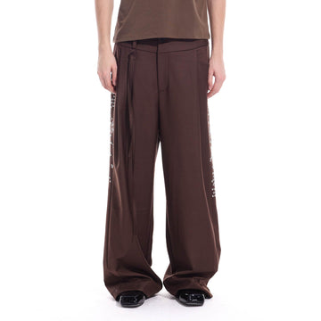 WHISTLEHUNTER Studded-Side Strap Straight-Leg Pants-Pants-S-Brown-Free Shipping Leatheretro