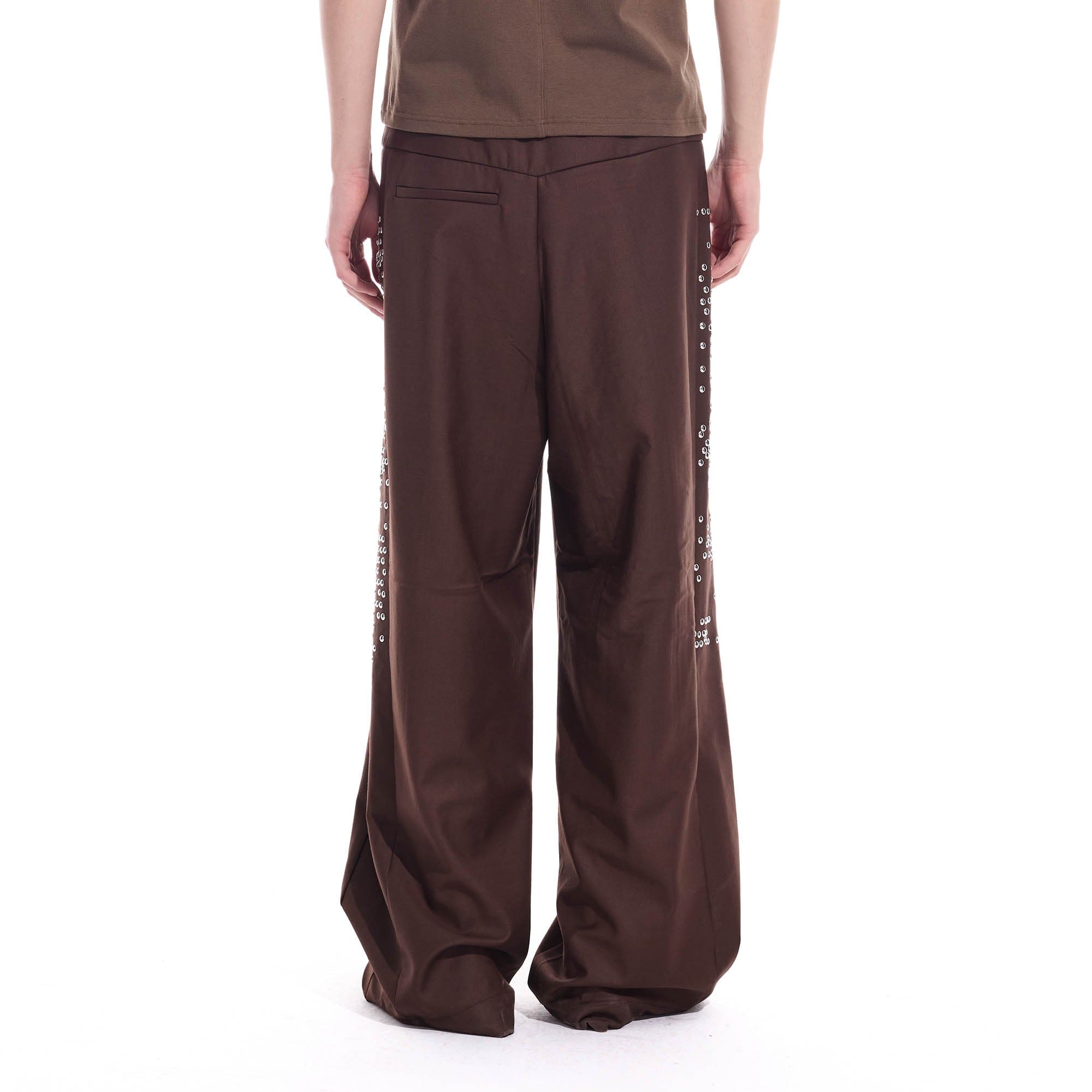 WHISTLEHUNTER Studded-Side Strap Straight-Leg Pants-Pants-S-Brown-Free Shipping Leatheretro