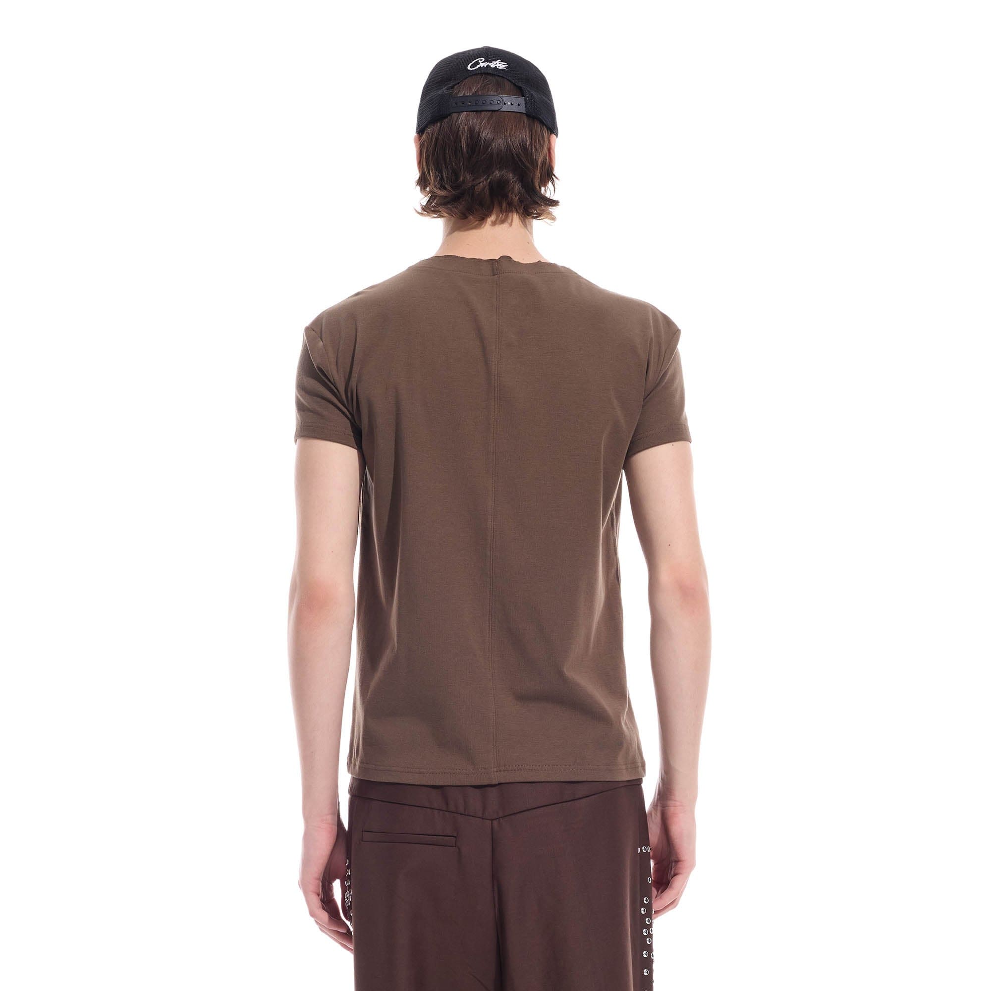 WHISTLEHUNTER Distressed Coordinate V-Neck T-Shirt-T Shirt-S-Brown-Free Shipping Leatheretro