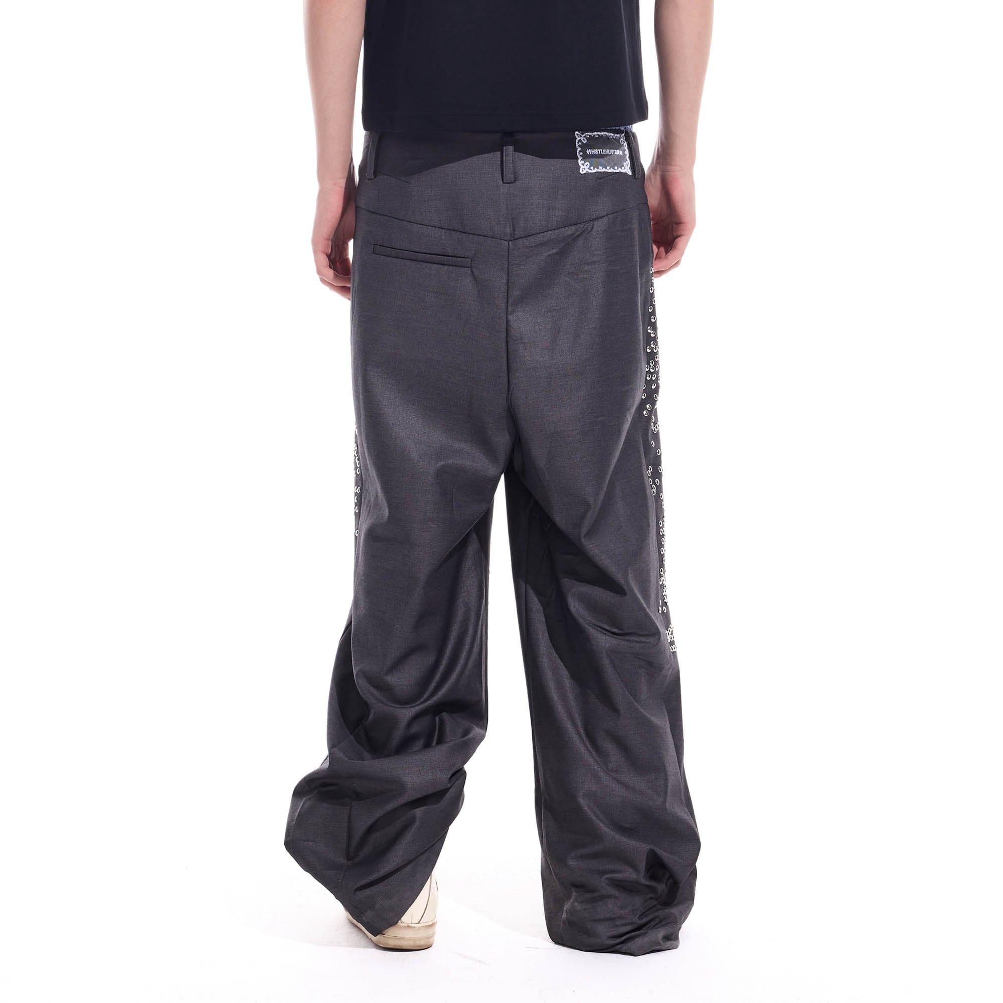 WHISTLEHUNTER Studded-Side Strap Straight-Leg Pants-Pants-S-Brown-Free Shipping Leatheretro