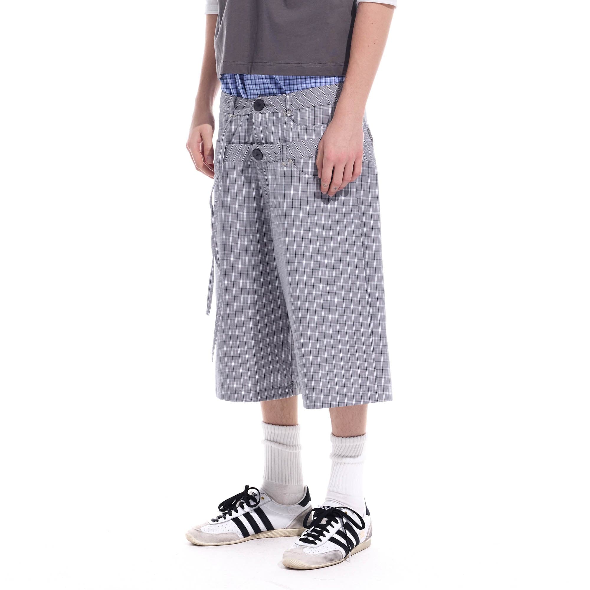 WHISTLEHUNTER Plaid Double-Waist Strap Shorts-Shorts-S-Beige-Free Shipping Leatheretro