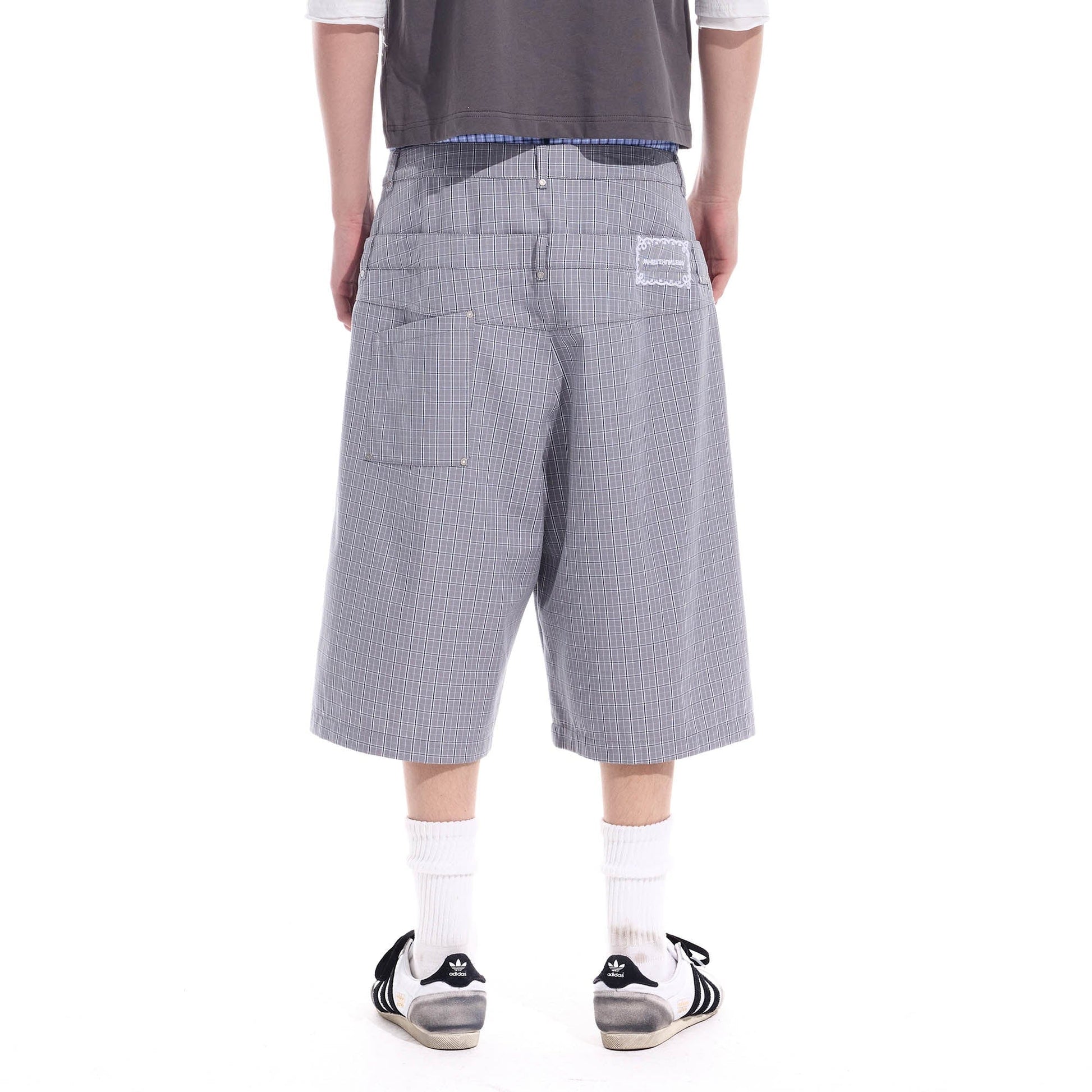 WHISTLEHUNTER Plaid Double-Waist Strap Shorts-Shorts-S-Beige-Free Shipping Leatheretro