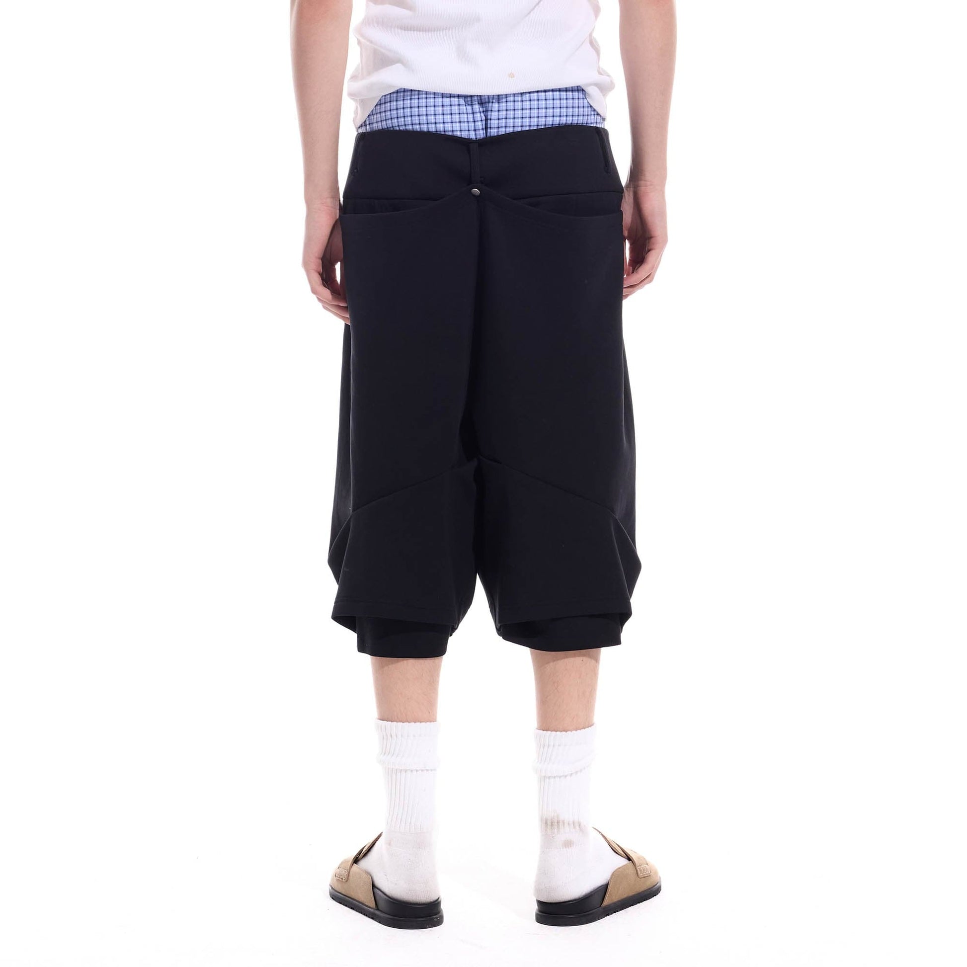 WHISTLEHUNTER Layered Crinkled Strap Shorts-Shorts-S-Gray-Free Shipping Leatheretro