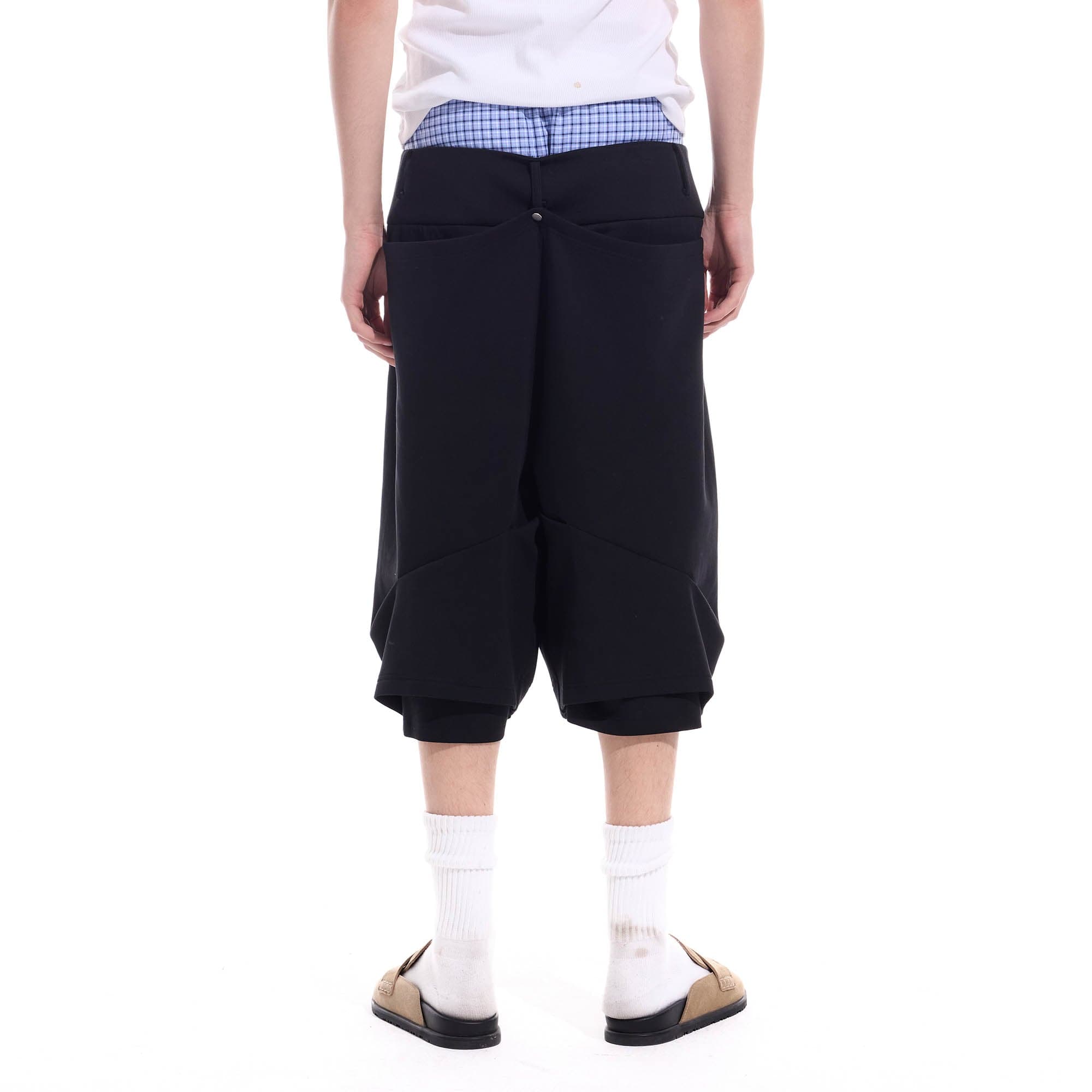 WHISTLEHUNTER Layered Crinkled Strap Shorts-Shorts-S-Gray-Free Shipping Leatheretro