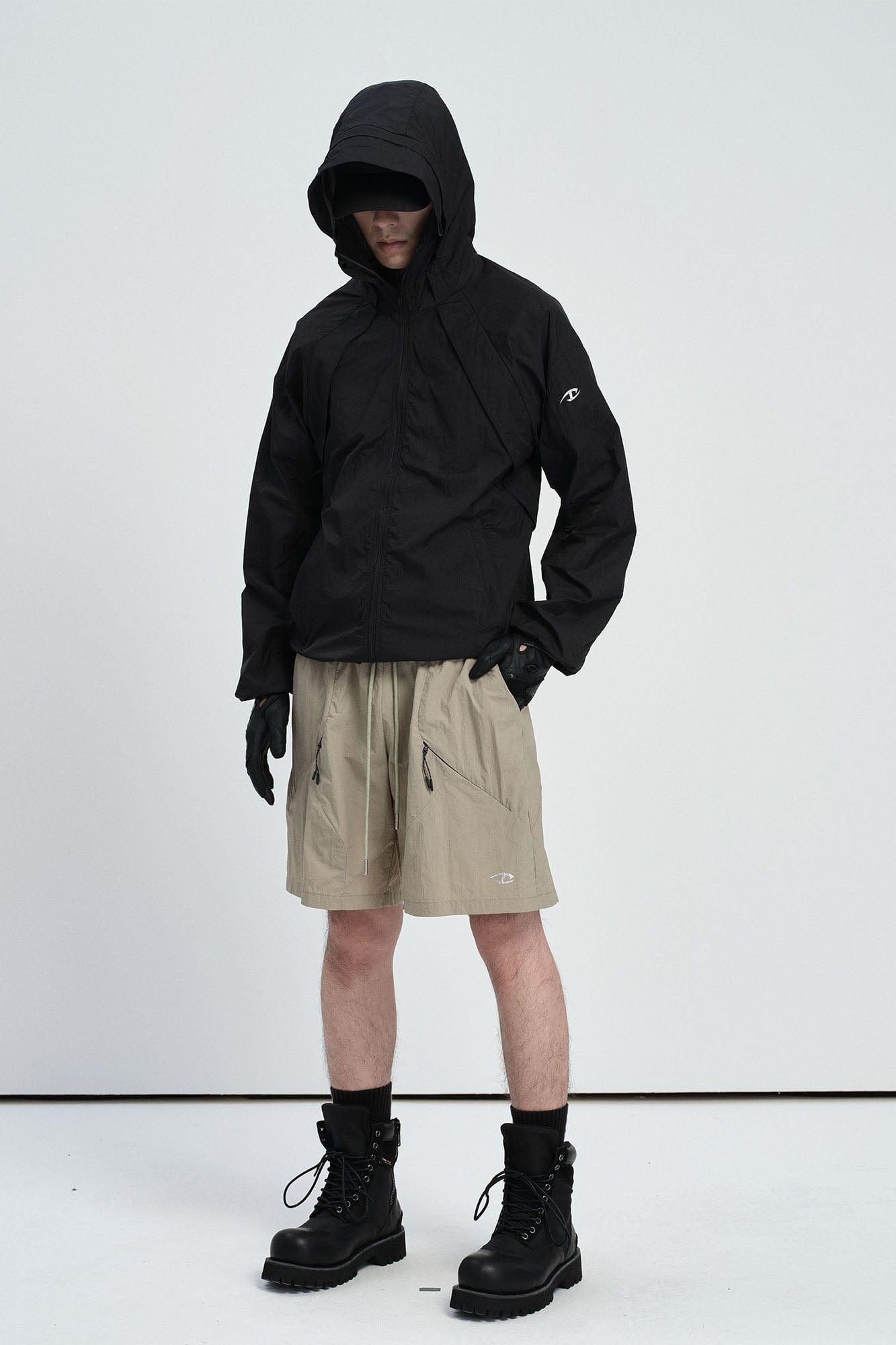 CATSSTAC Utility Crinkled Zip-Pocket Shorts-Shorts-M-Free Shipping Leatheretro