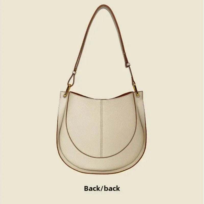 Luxury Soft Leather Crossbody Saddle Bag-Handbags-Beige-Free Shipping Leatheretro