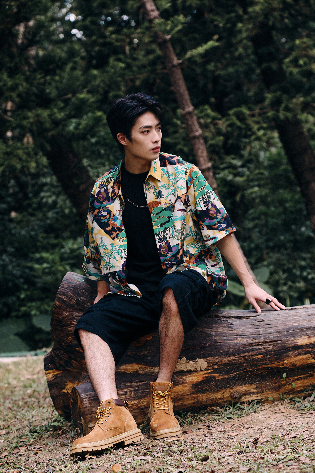 MASH UP ASIA Contrast Full-Print Half Shirt-Half shirt-M-Free Shipping Leatheretro