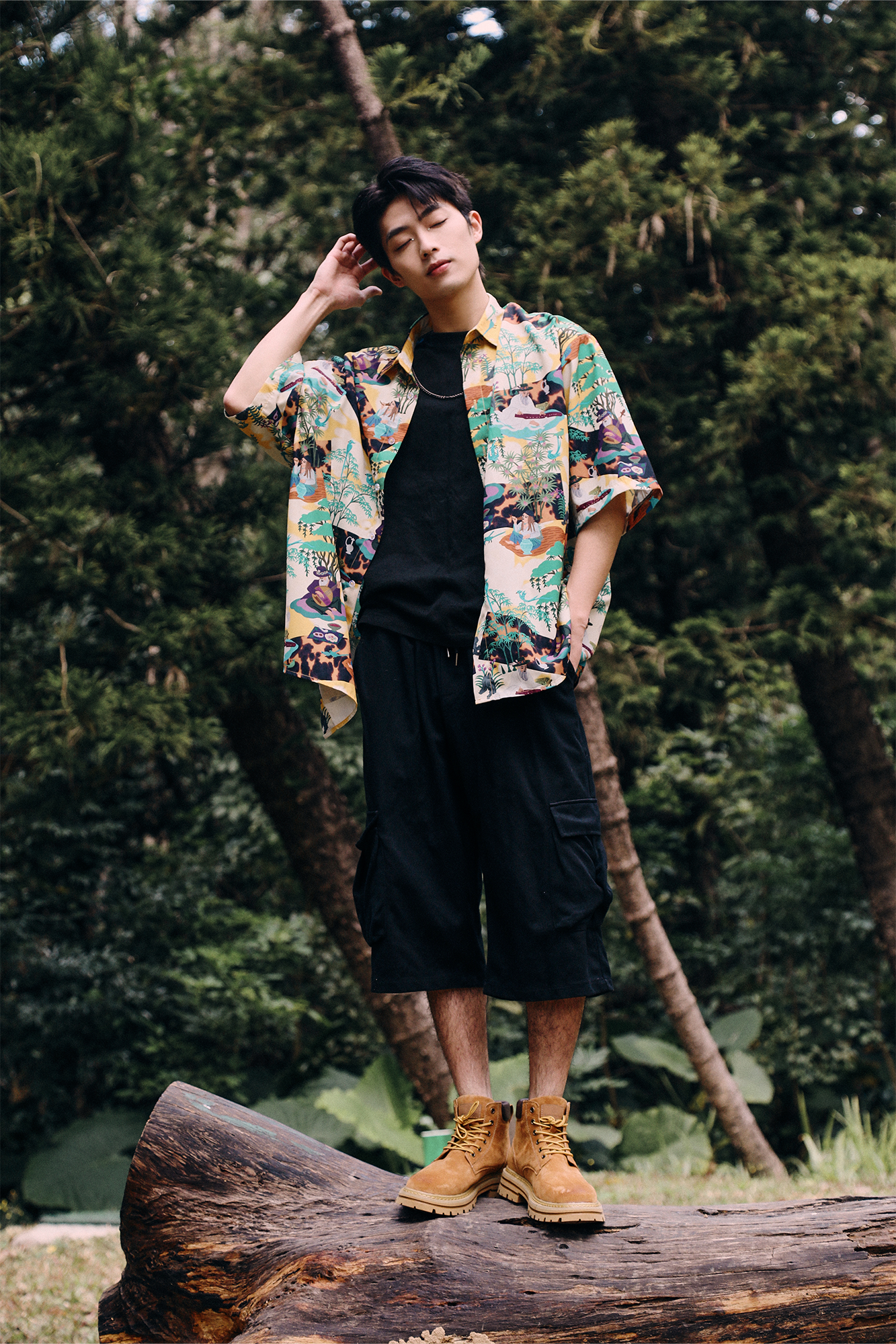 MASH UP ASIA Contrast Full-Print Half Shirt-Half shirt-M-Free Shipping Leatheretro