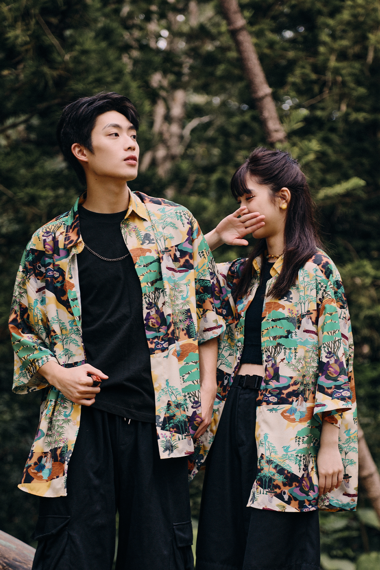 MASH UP ASIA Contrast Full-Print Half Shirt-Half shirt-M-Free Shipping Leatheretro