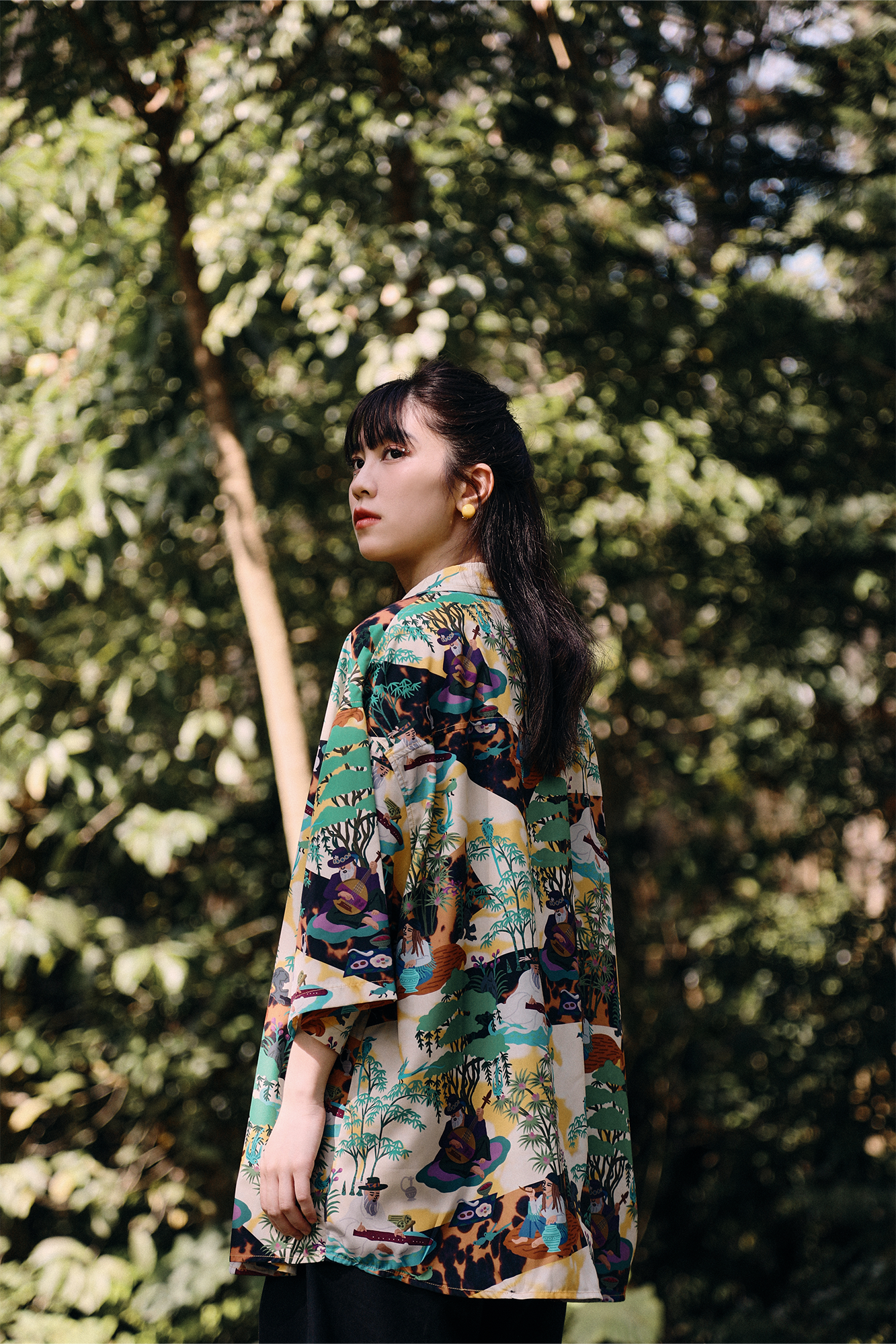 MASH UP ASIA Contrast Full-Print Half Shirt-Half shirt-M-Free Shipping Leatheretro