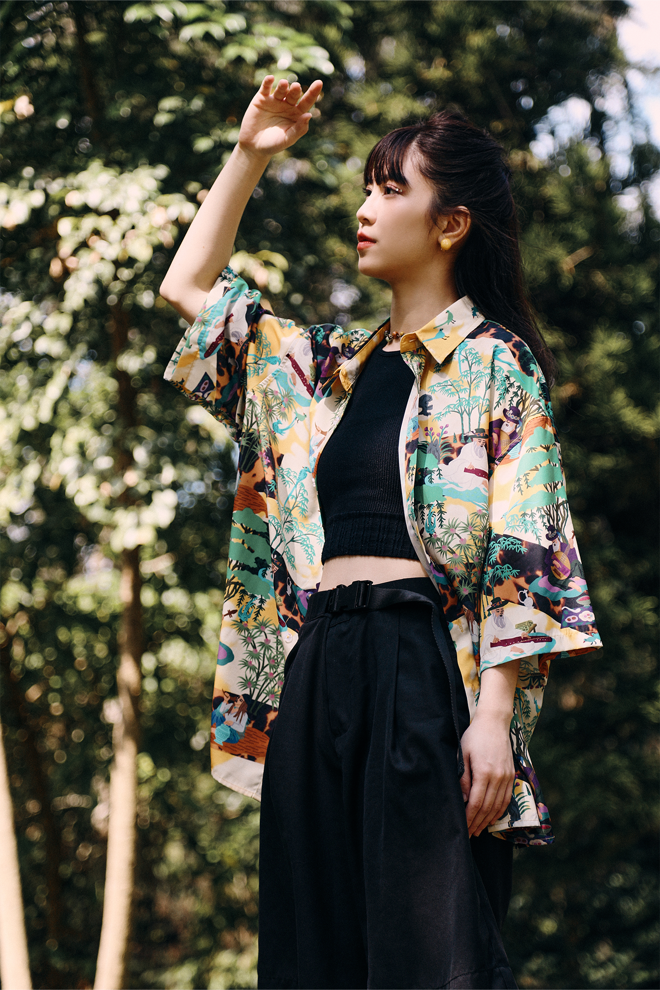 MASH UP ASIA Contrast Full-Print Half Shirt-Half shirt-M-Free Shipping Leatheretro