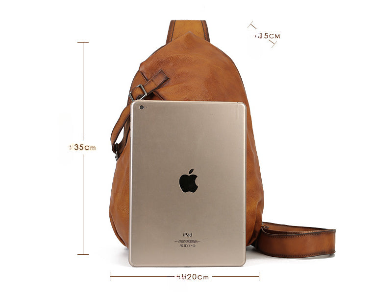 Genuine Full-Grain Leather Unisex Crossbody Chest Bag – Handmade Vintage Retro Style Shoulder Purse for Men & Women-crossbody bags-Brown-Free Shipping Leatheretro
