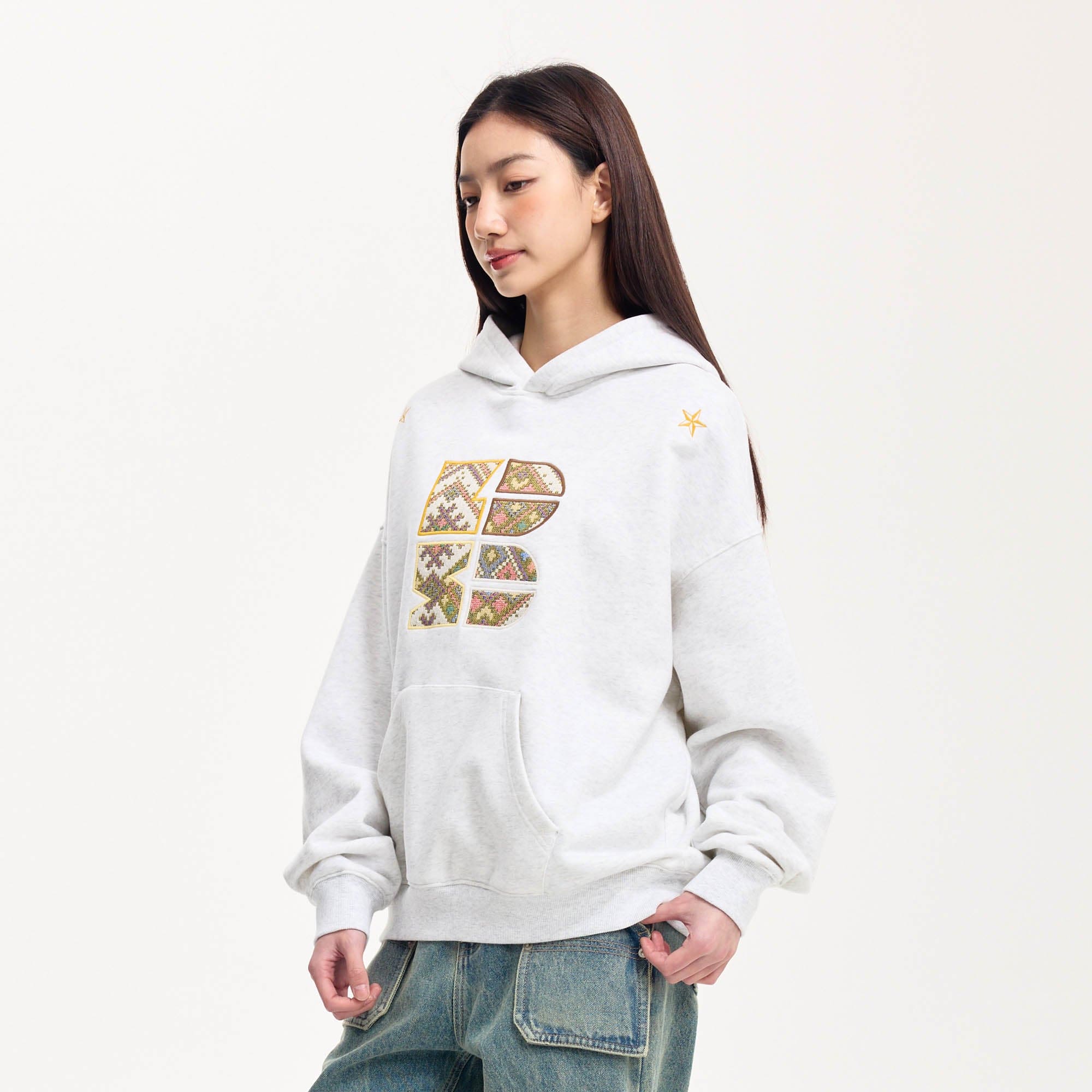 BONELESS Tribal Jacquard LOGO Patch Embroidered Hoodie-Hoodie-S-Black-Free Shipping Leatheretro