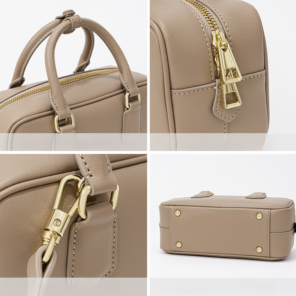 Stylish Pillow-Design Genuine Leather Shoulder Bag-Handbags-Gray-Free Shipping Leatheretro