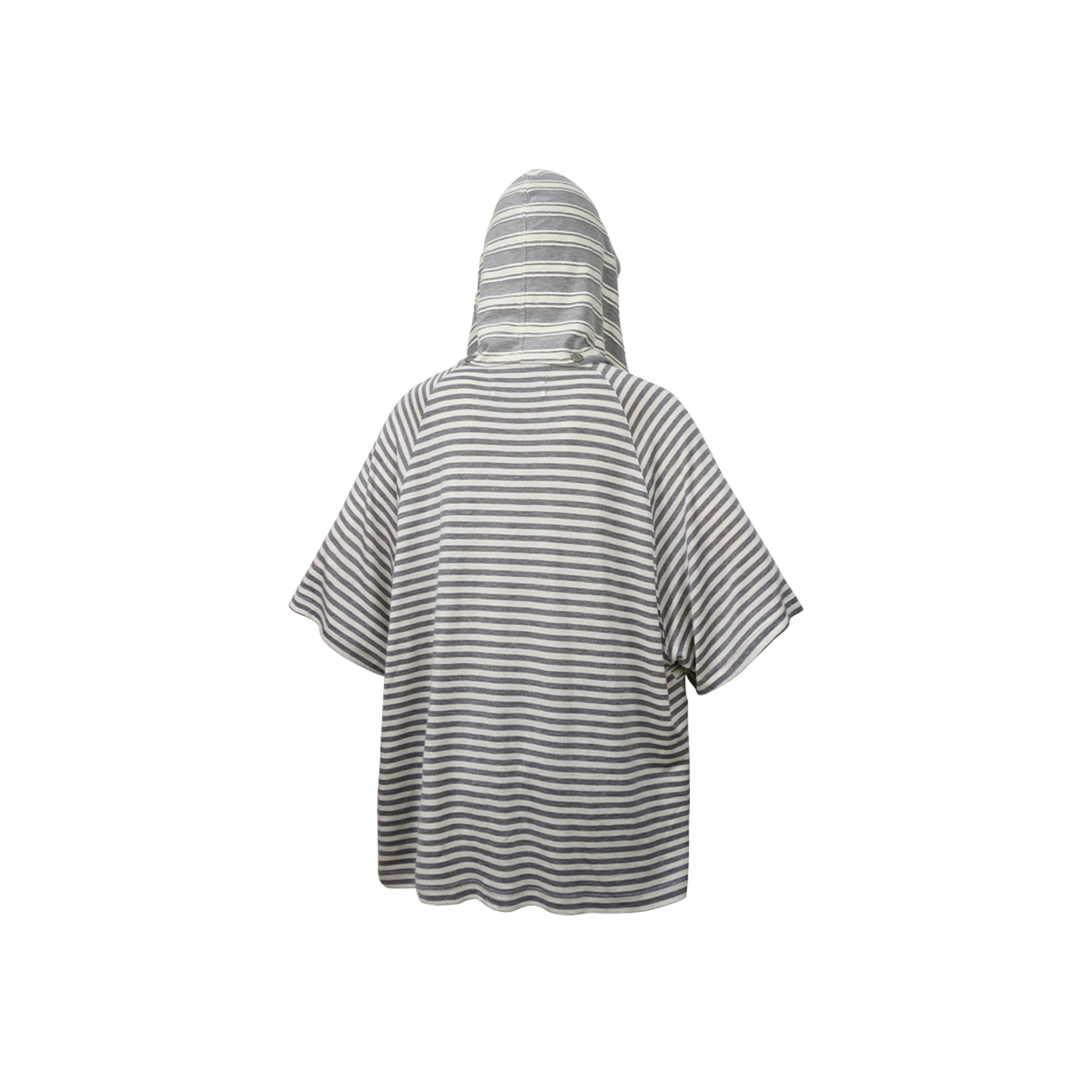 RELABEL Striped Wool-Blend Detachable Hood Tee-T Shirt-XS-Gray-Free Shipping Leatheretro