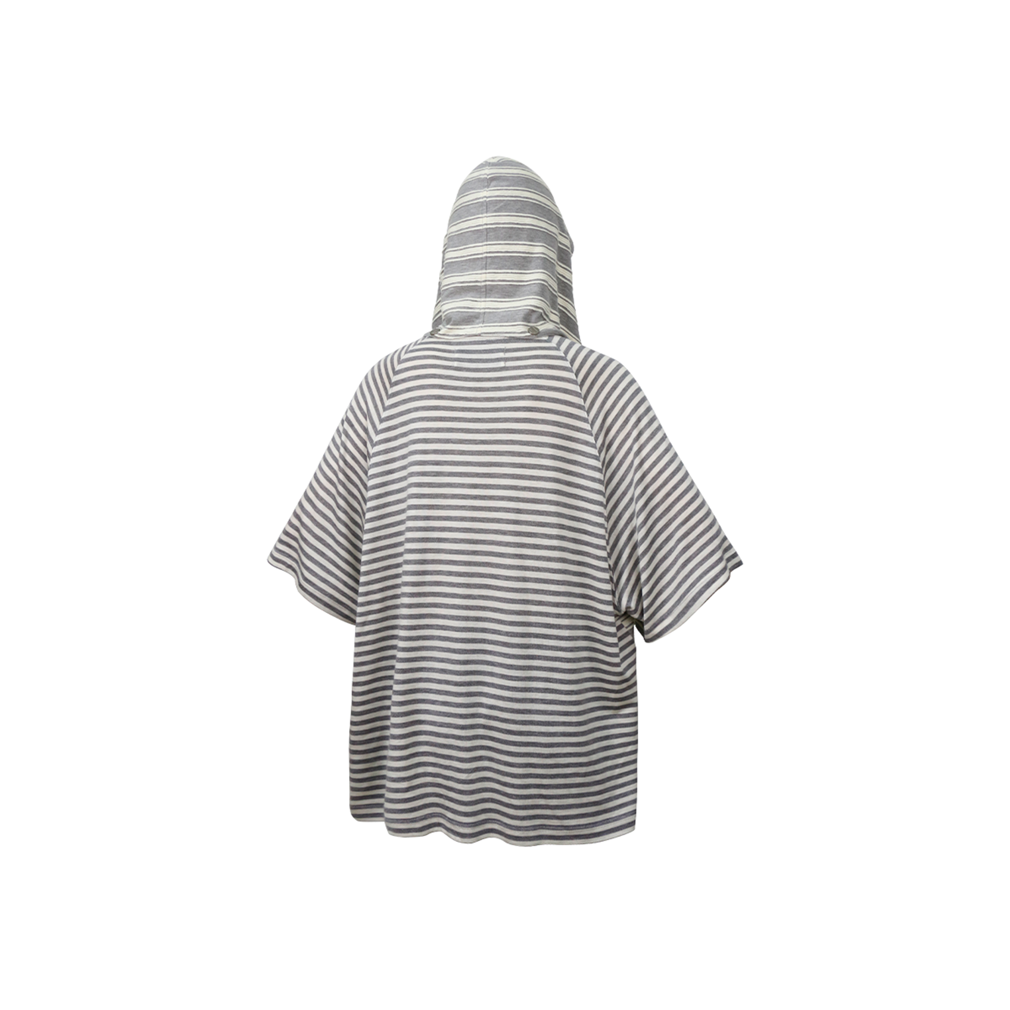 RELABEL Striped Wool-Blend Detachable Hood Tee-T Shirt-XS-Gray-Free Shipping Leatheretro