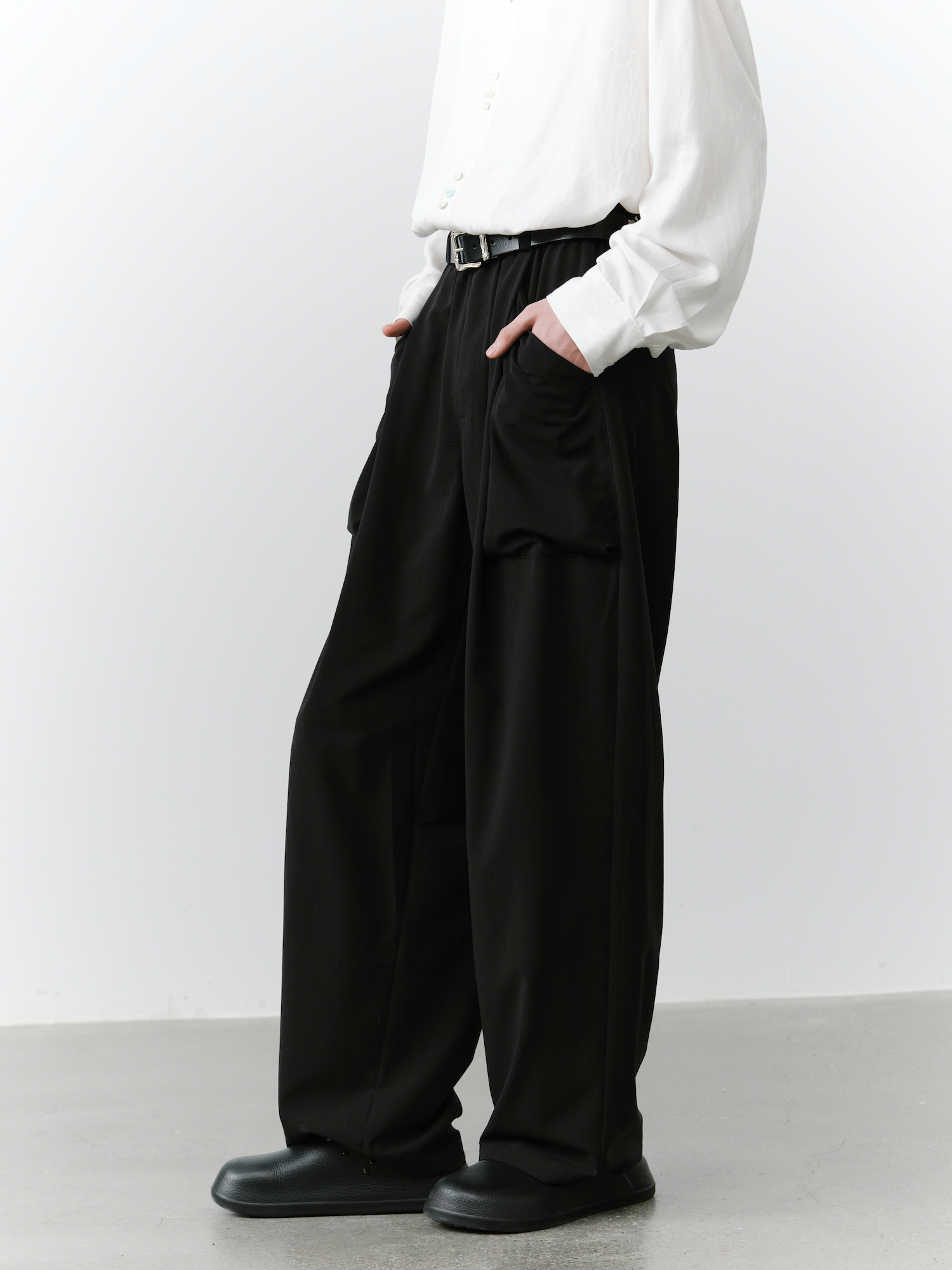 GRAINMUSTARD Retro Patch Pocket Pleated High-Waist Trousers-Pants-XS-Dark Gray-Free Shipping Leatheretro