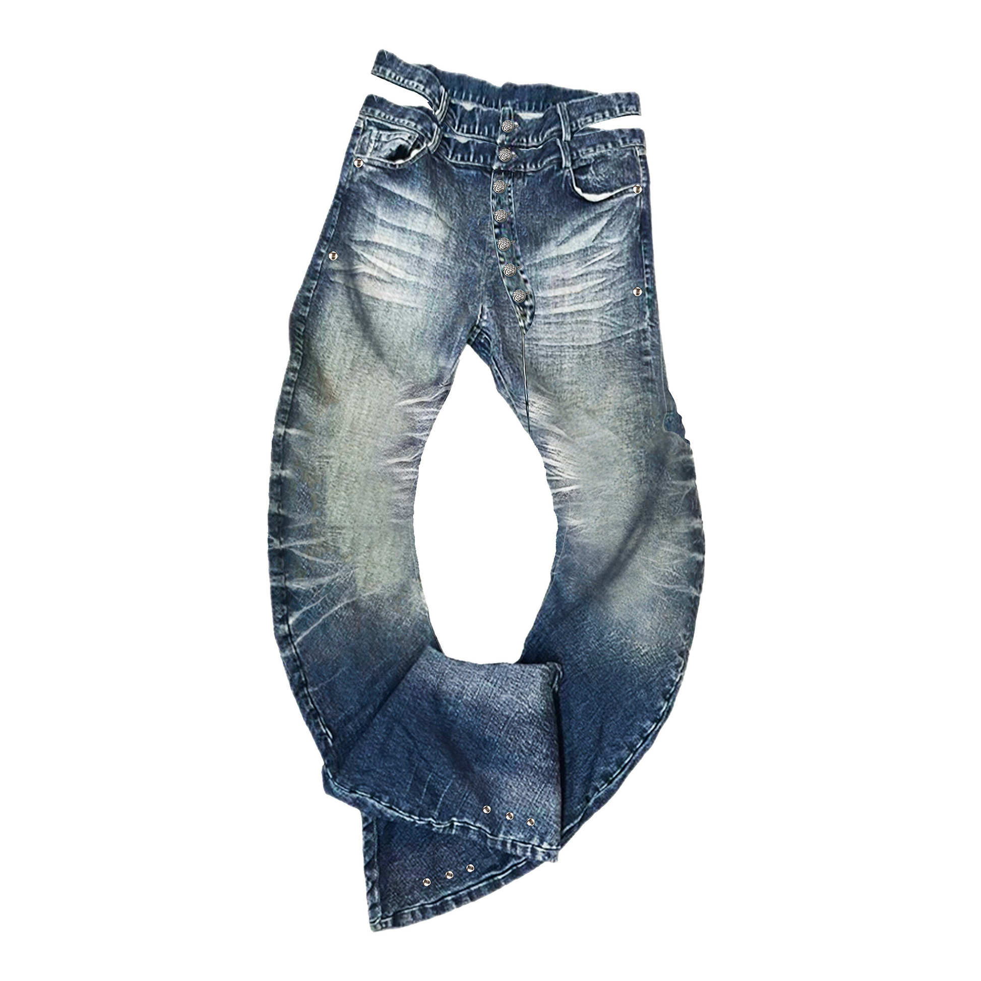 PAIKI Sword Slash Washed Curved Jeans-Jeans-S / 31"-Black (Preorder)-Free Shipping Leatheretro