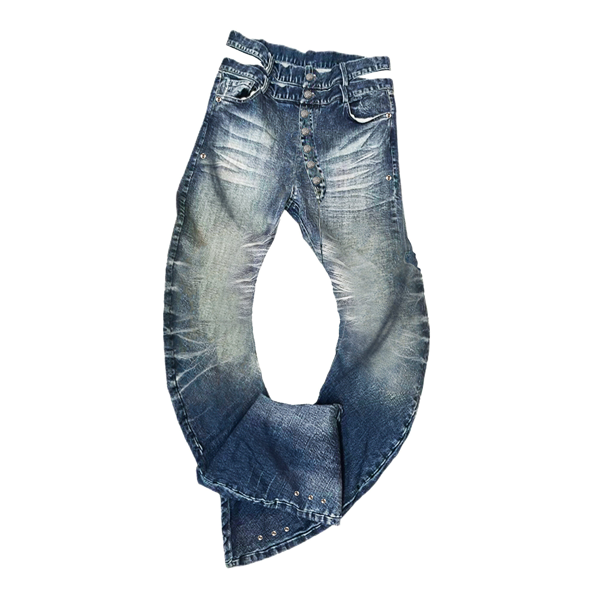 PAIKI Sword Slash Washed Curved Jeans-Jeans-S / 31"-Black (Preorder)-Free Shipping Leatheretro