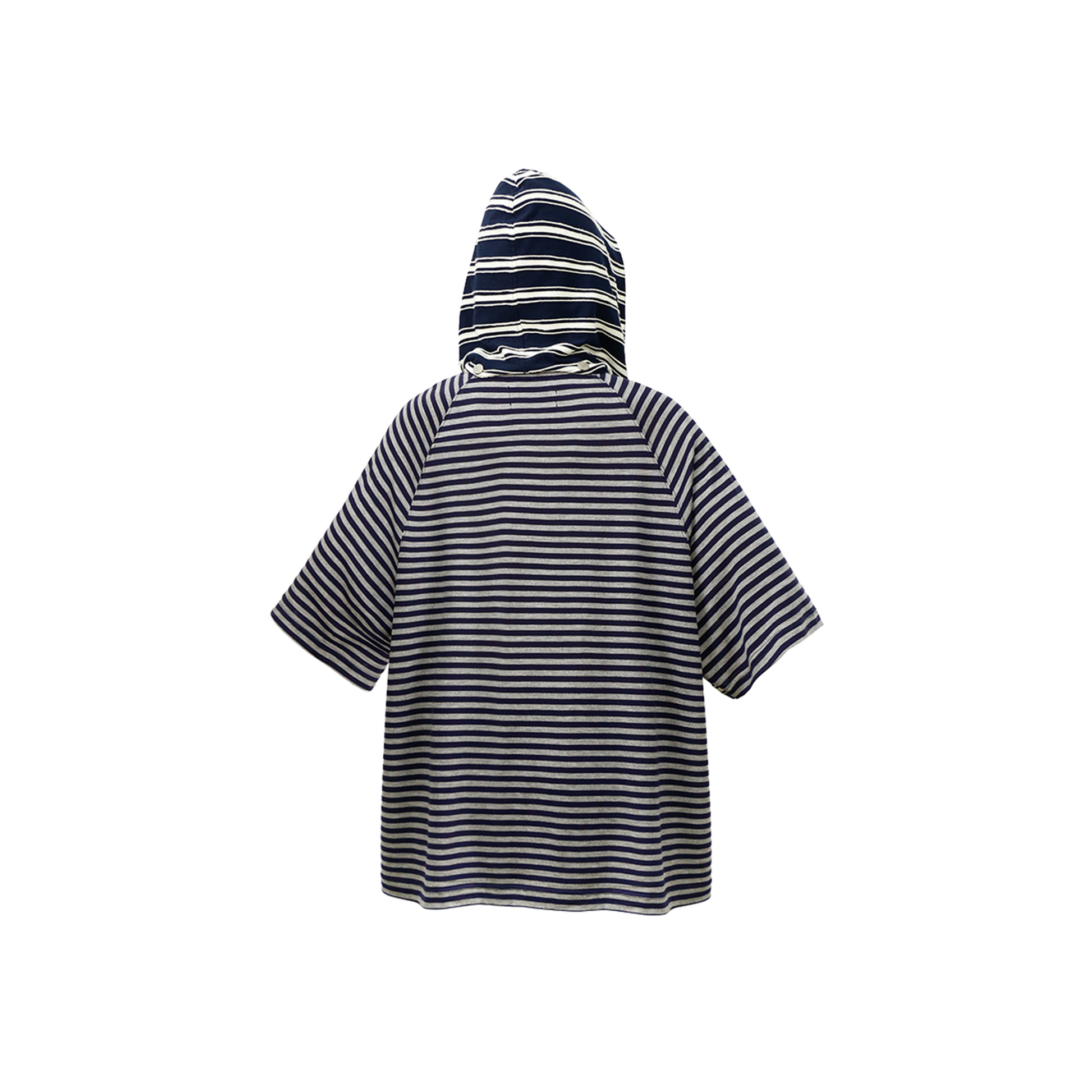 RELABEL Striped Wool-Blend Detachable Hood Tee-T Shirt-XS-Gray-Free Shipping Leatheretro