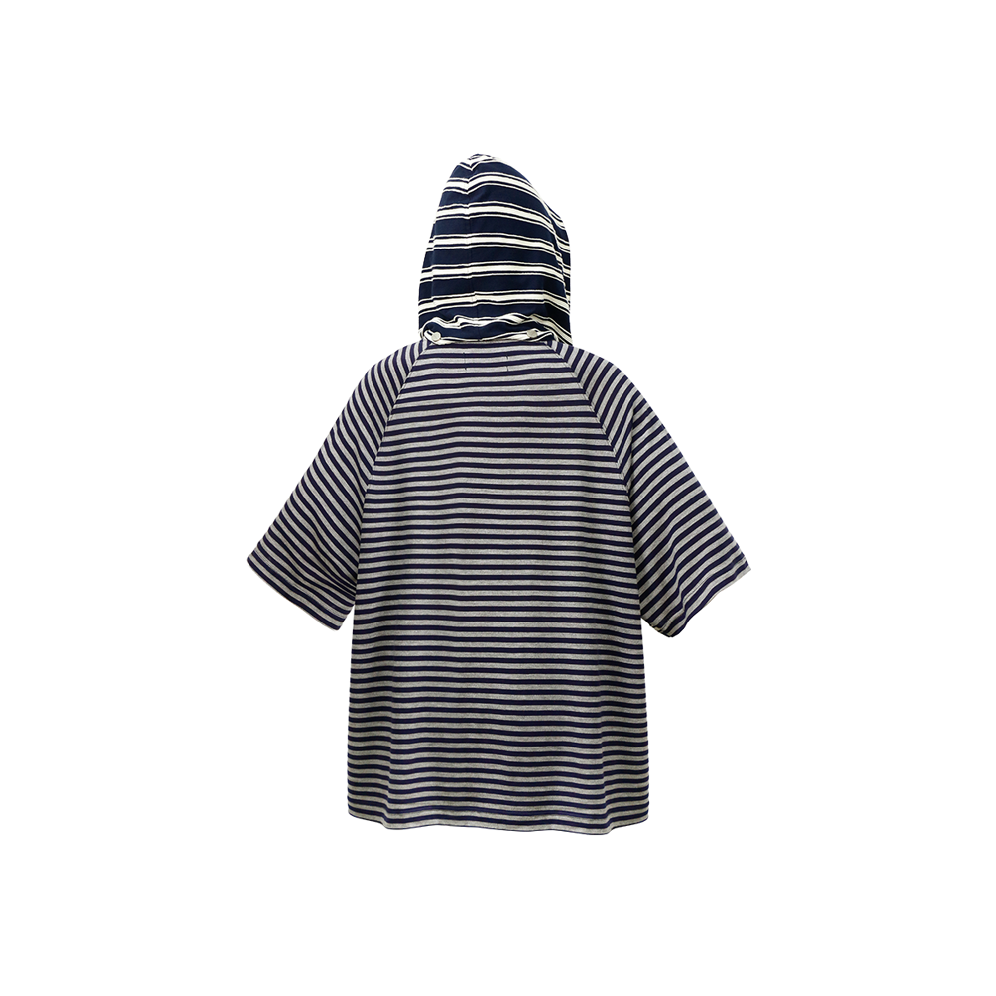 RELABEL Striped Wool-Blend Detachable Hood Tee-T Shirt-XS-Gray-Free Shipping Leatheretro