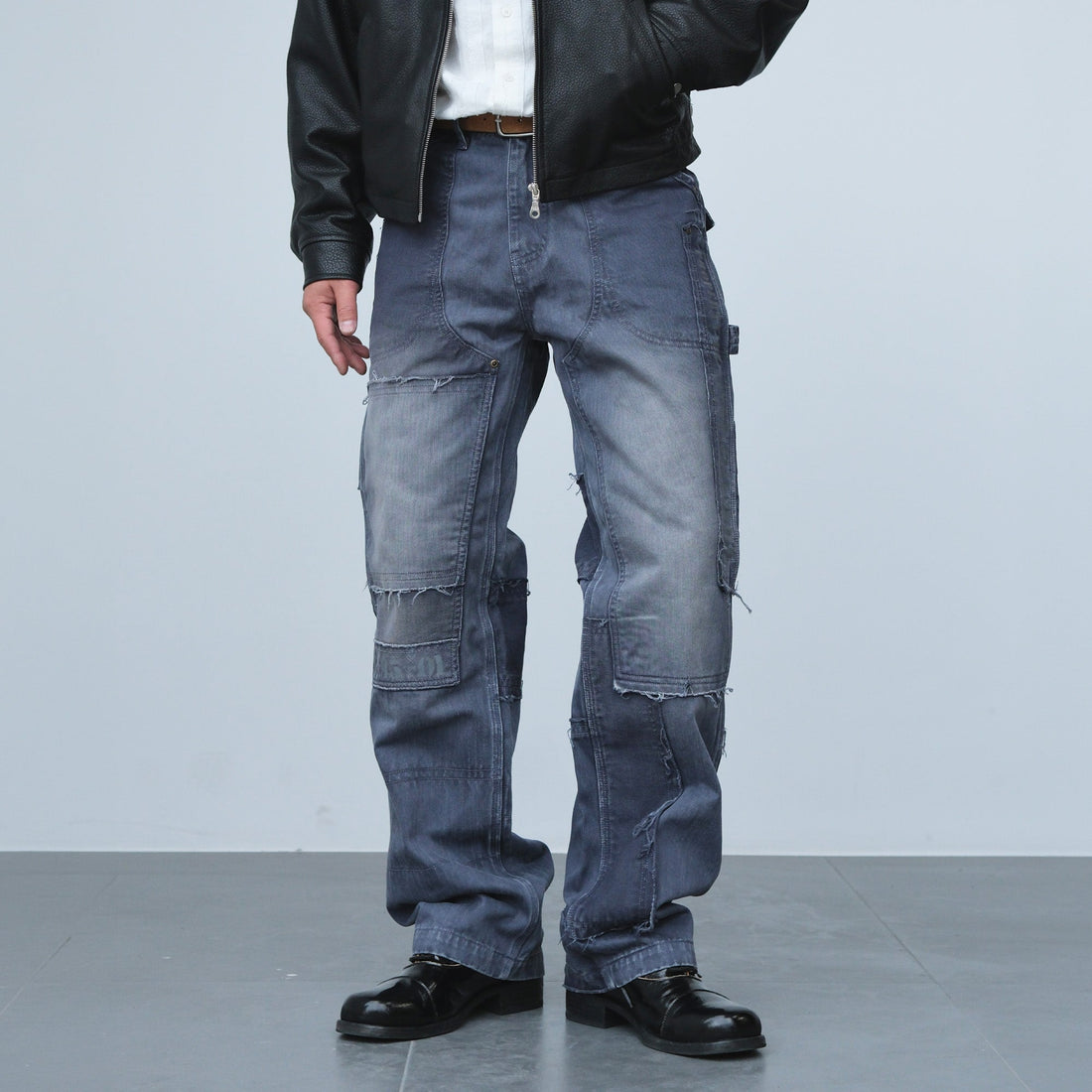 NEIGBORL Retro Distressed Paneled Cargo Pants-Pants-S-Green-Free Shipping Leatheretro