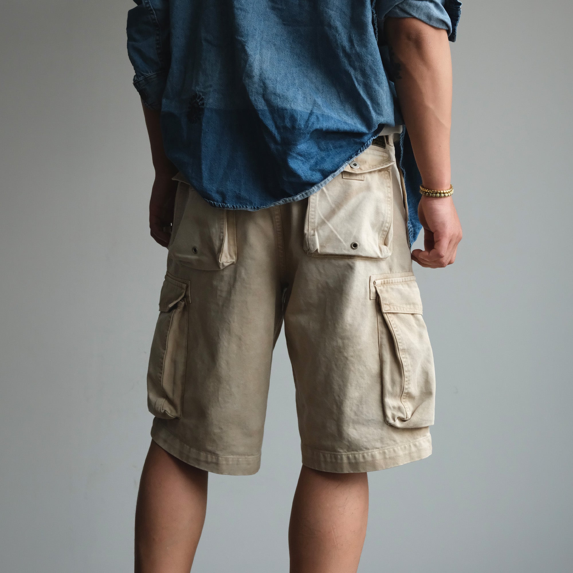 NEIGBORL Washed Sulfur-Dyed Multi-Pocket Cargo Shorts-Shorts-S-Green-Free Shipping Leatheretro