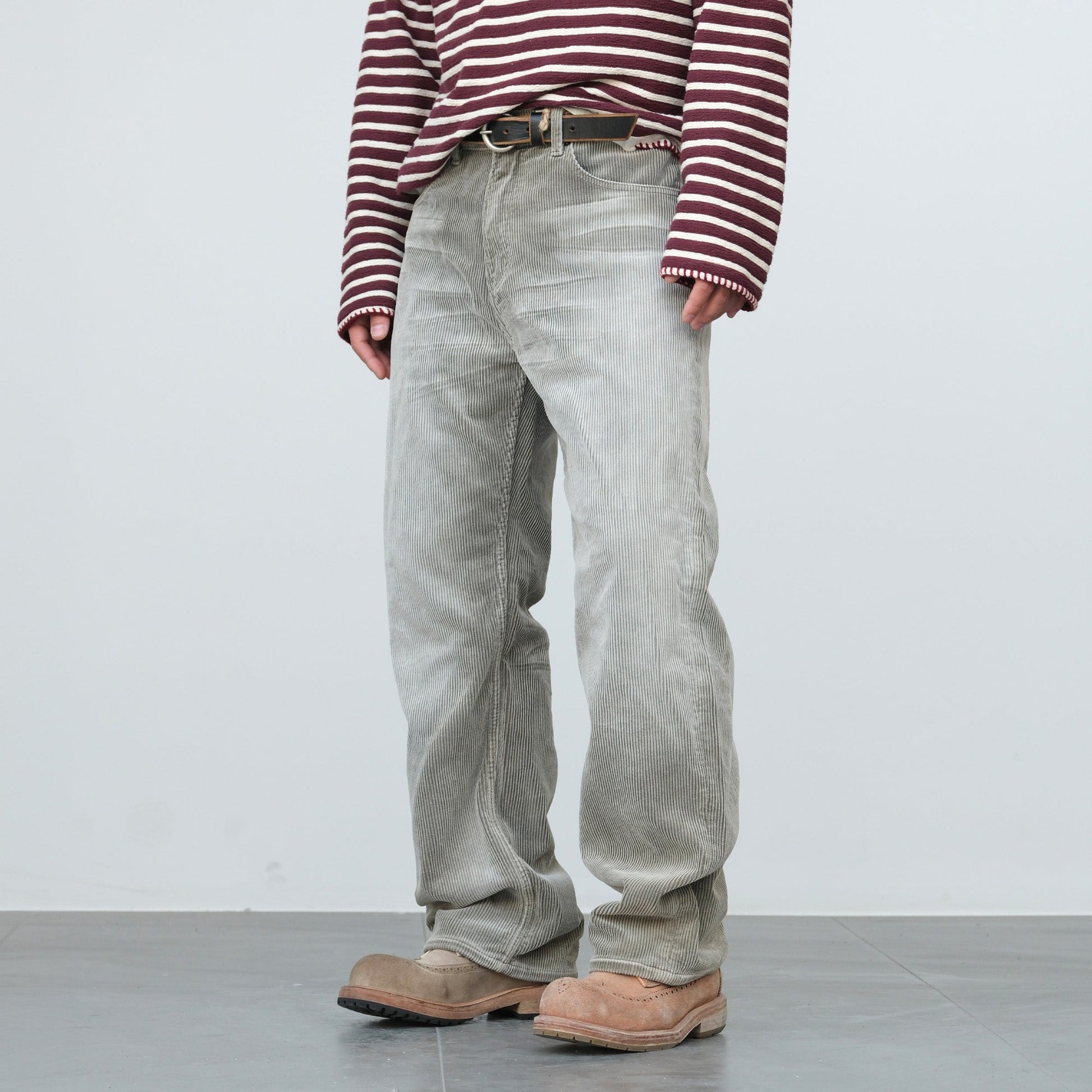 NEIGBORL Washed Corduroy Pants-Pants-S-Light Gray-Free Shipping Leatheretro