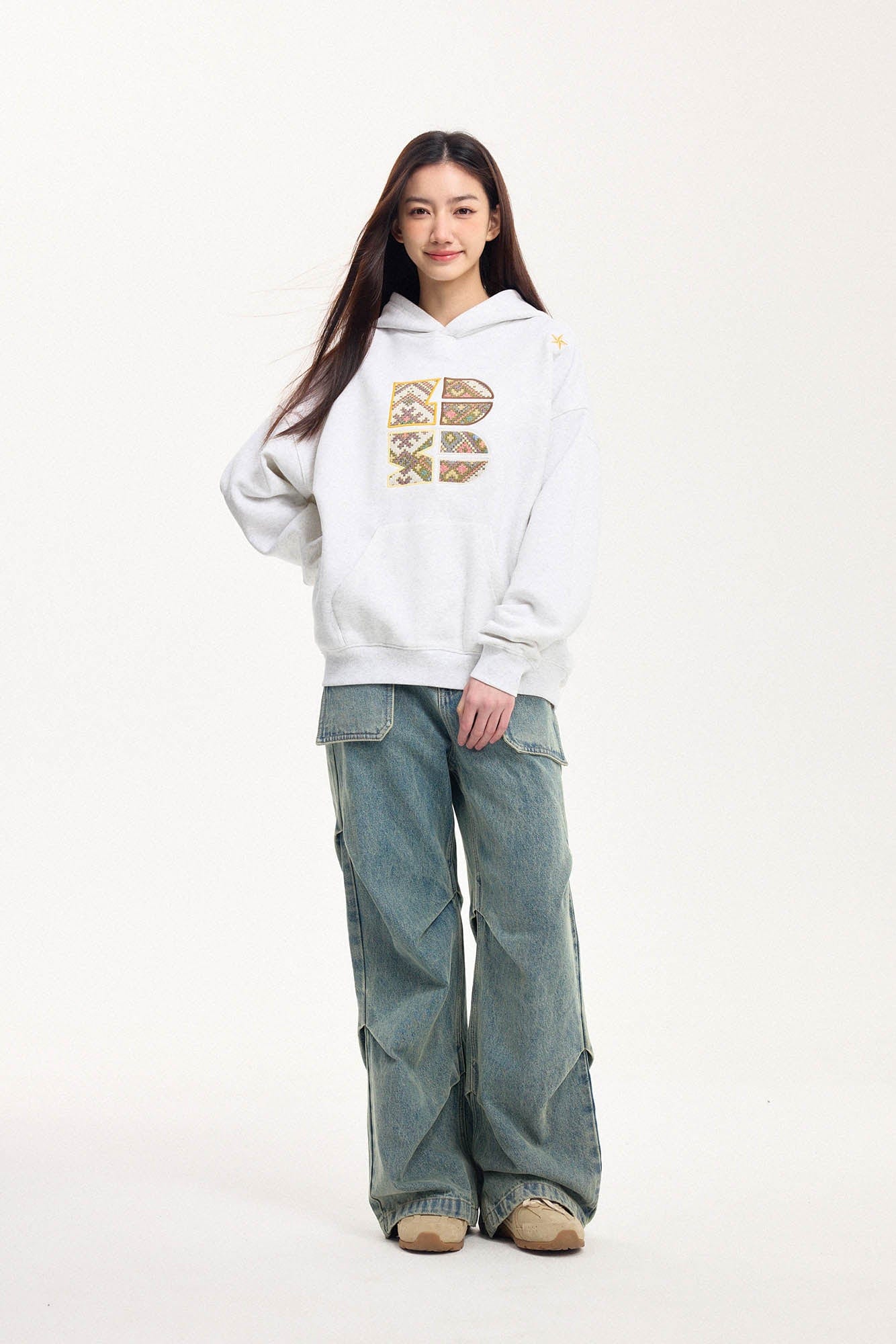 BONELESS Tribal Jacquard LOGO Patch Embroidered Hoodie-Hoodie-S-Black-Free Shipping Leatheretro